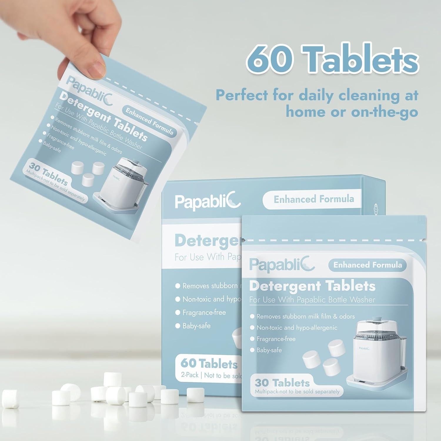 Tabletas de Jabón Detergente Papablic 60 Pcs para Biberones