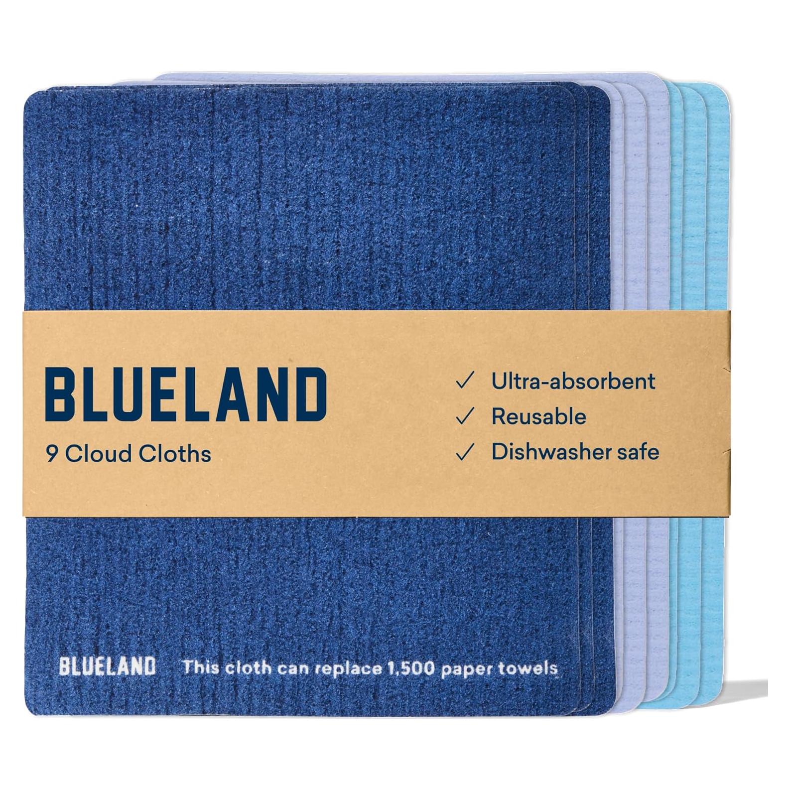 Paño Nubes Reutilizable BLUELAND, Paquete de 9, Ultraabsorbente