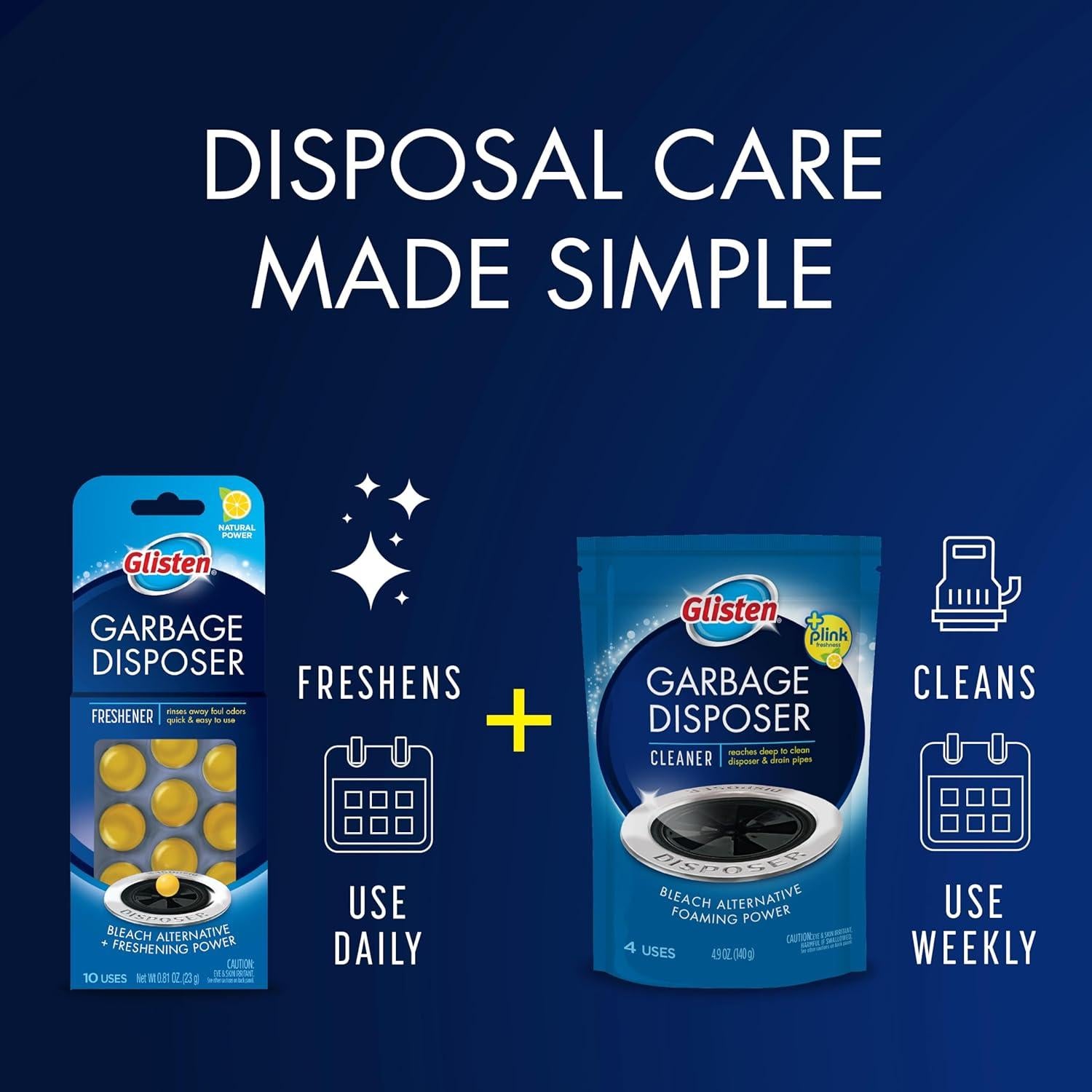 Ambientador Glisten para triturador de basura, 30 cápsulas limón