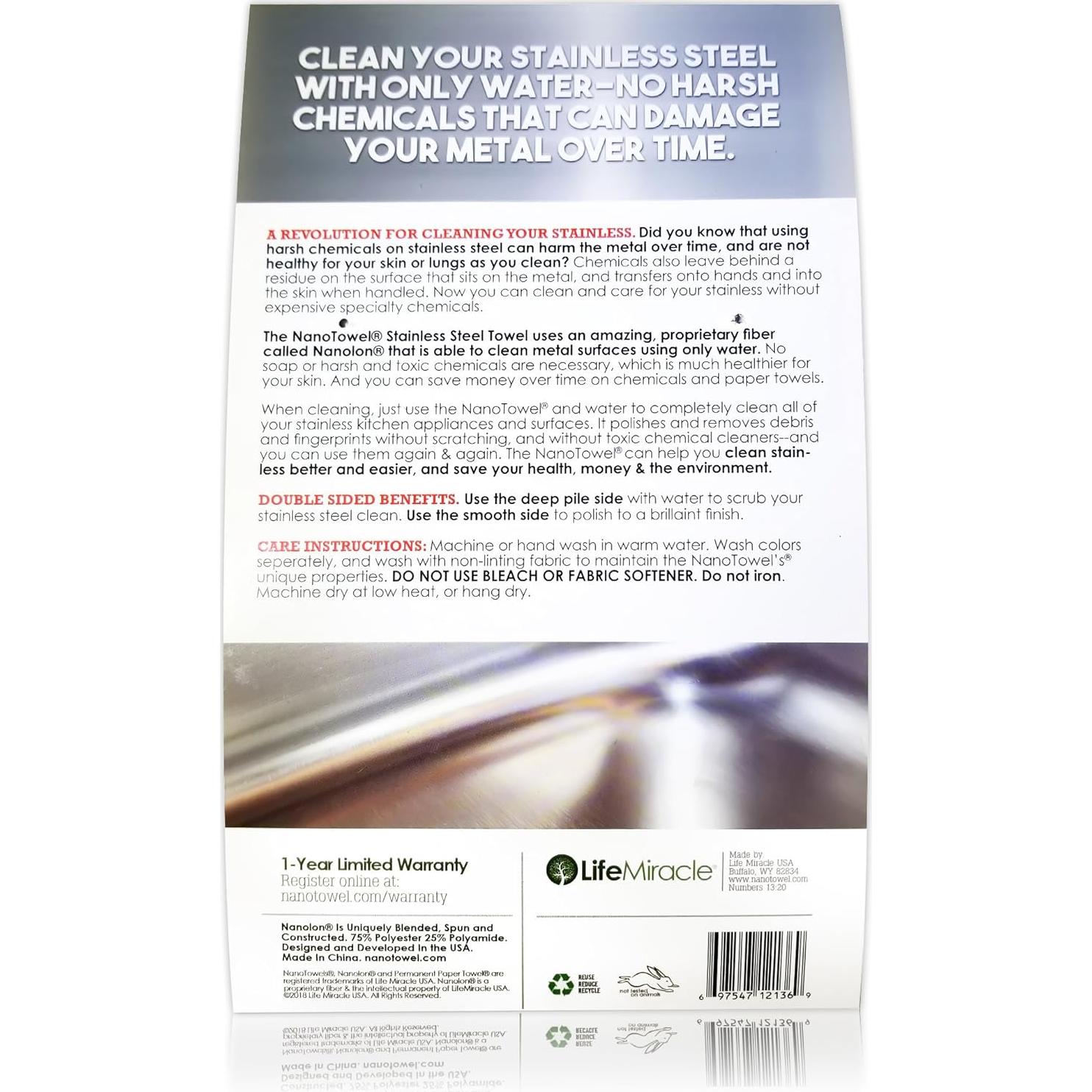 Paños Nano Limpiadores de Acero Inoxidable 3 Piezas 40x17 cm