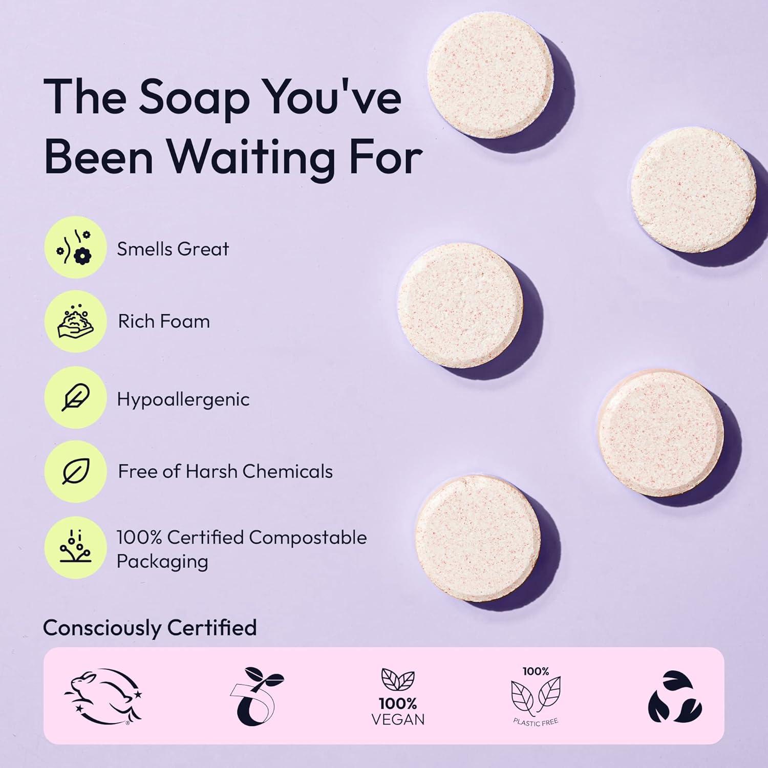 Tabletas de Jabón Espumoso FOMIN Magnolia Neroli - 16 Unidades