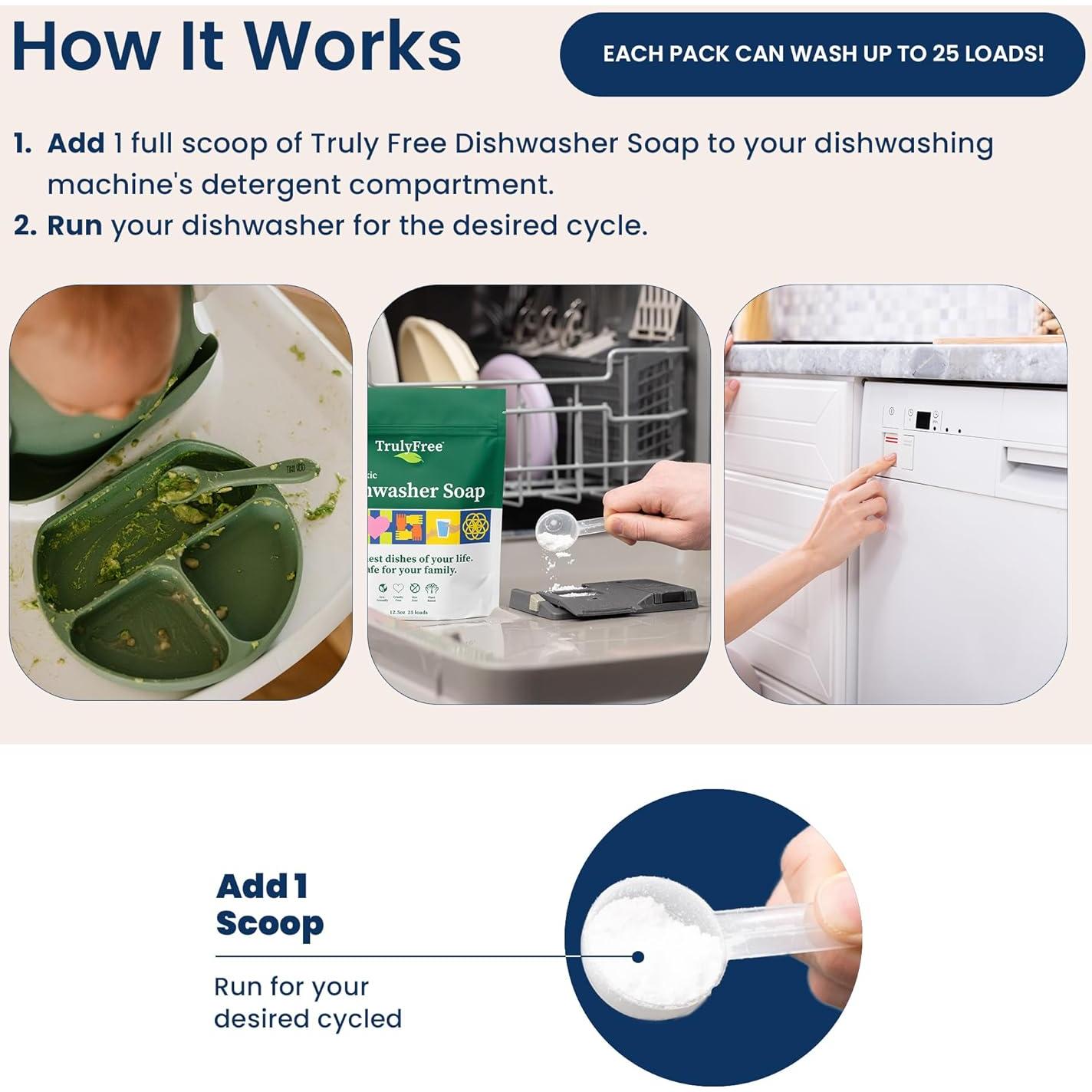 Detergente en polvo para lavavajillas Truly Free 354.88 g