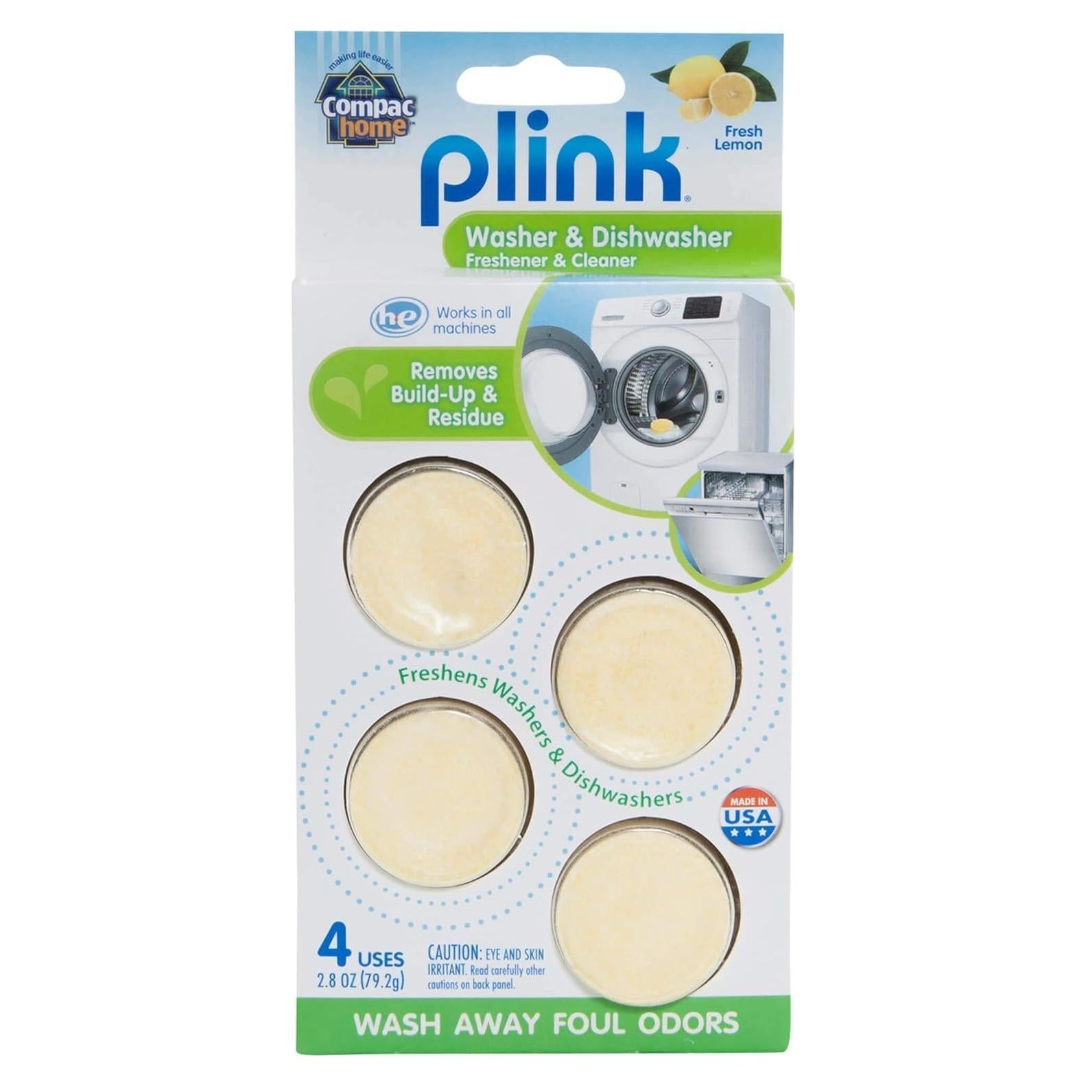 Aromatizante Compac Home Plink para Lavadora y Lavavajillas, Limón, Paquete de 4