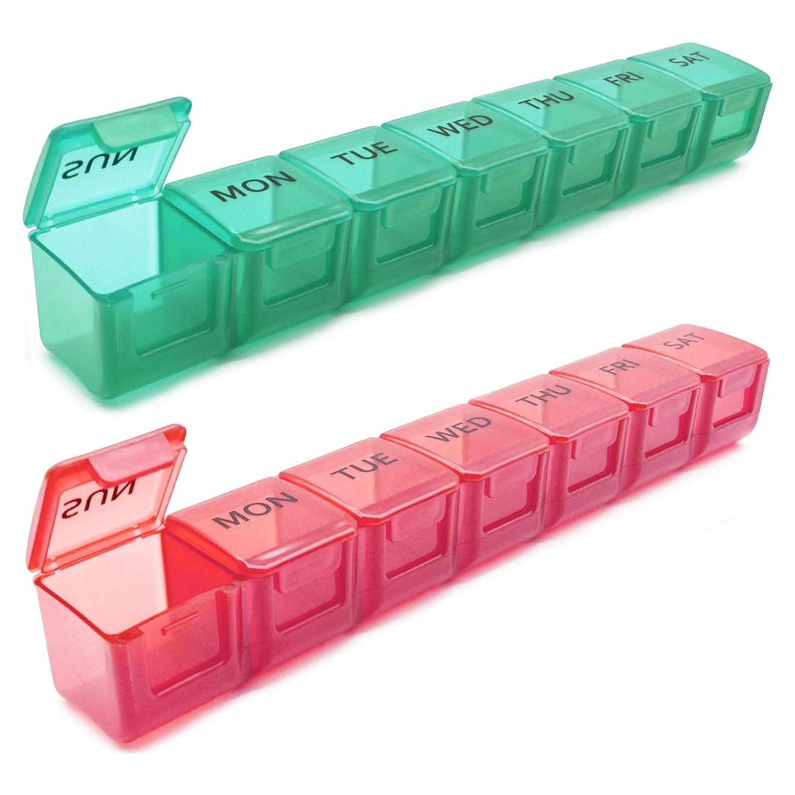 Organizador Semanal de Pastillas MODENGKONGJIAN 2 Piezas Rojo Verde
