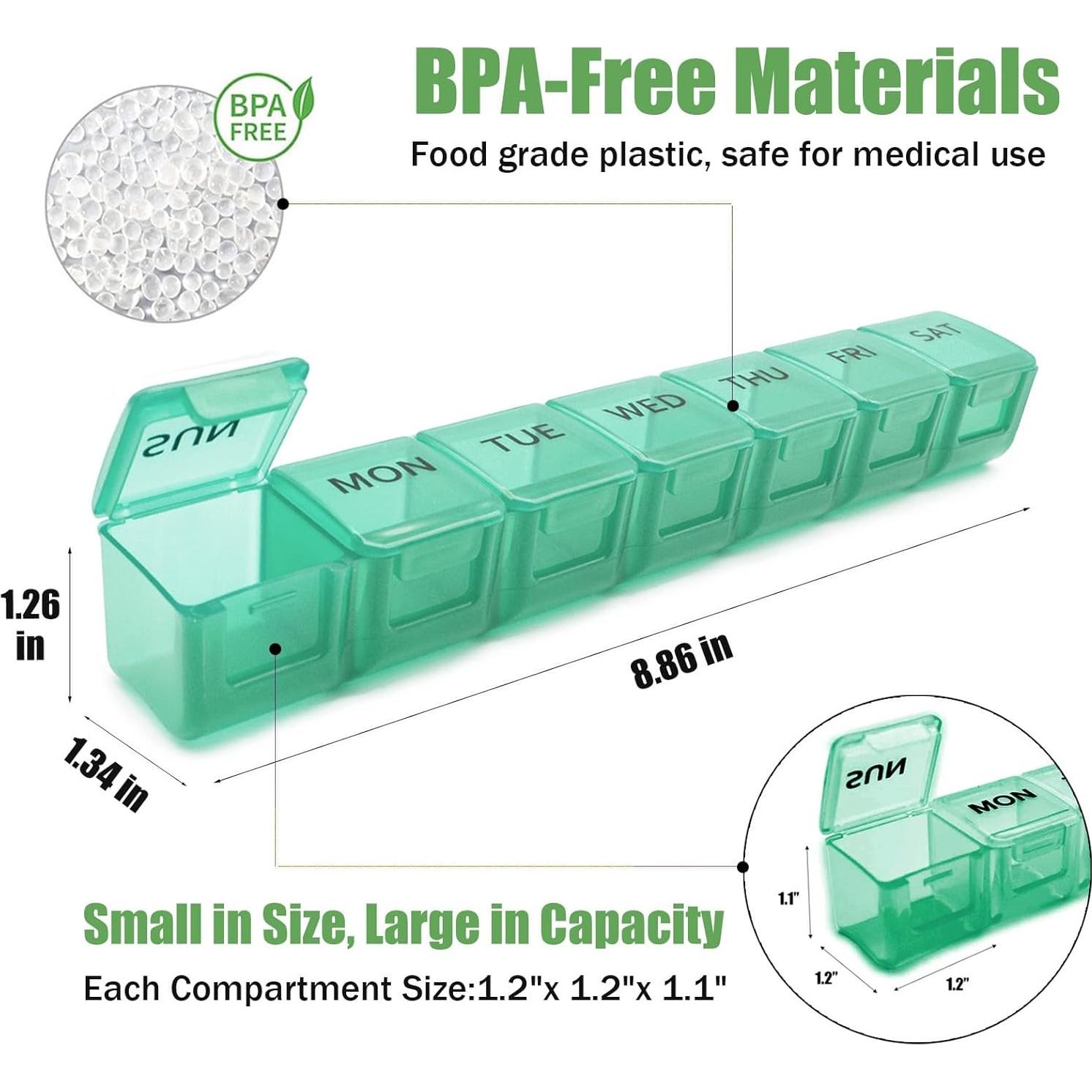 Organizador Semanal de Pastillas MODENGKONGJIAN 2 Piezas Rojo Verde