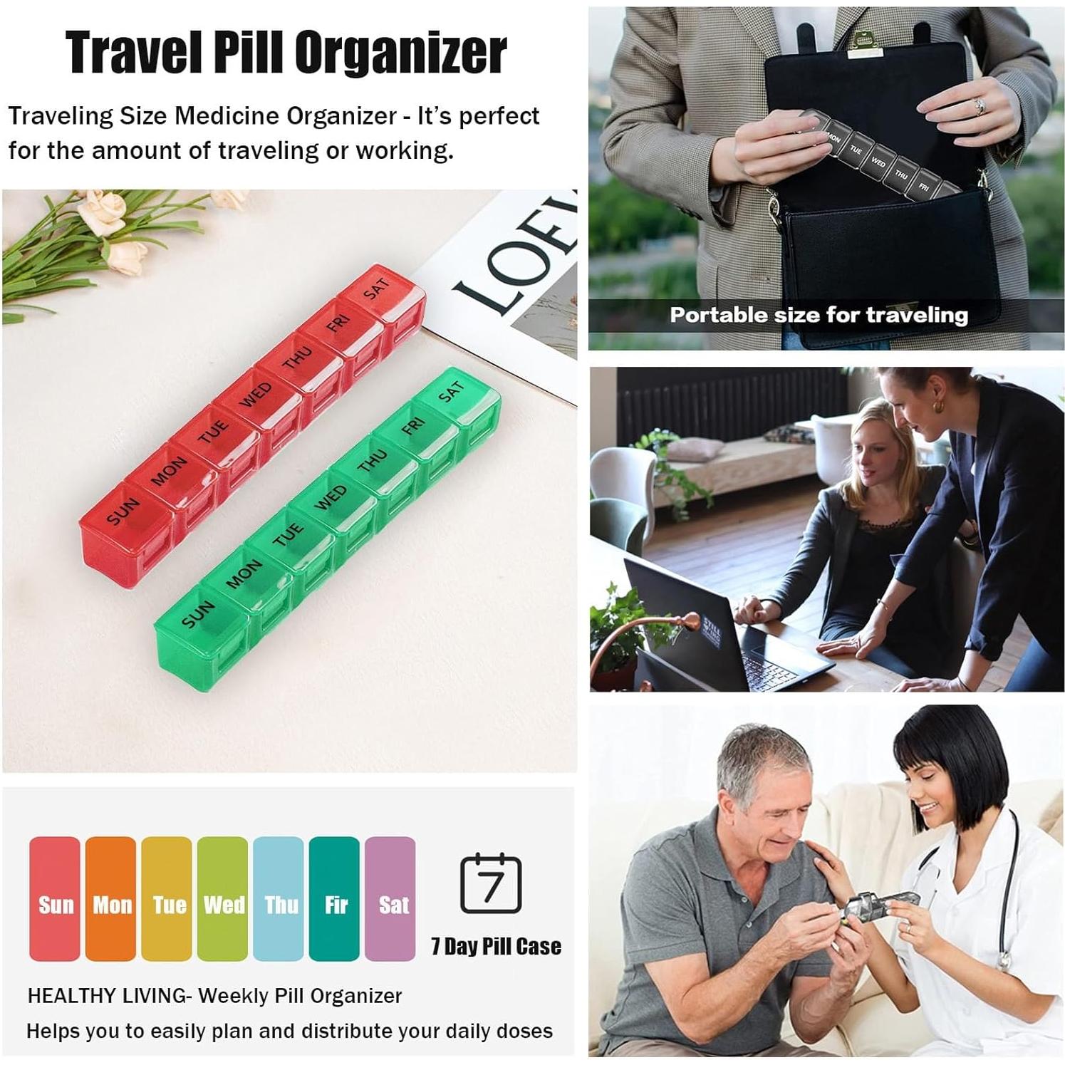 Organizador Semanal de Pastillas MODENGKONGJIAN 2 Piezas Rojo Verde