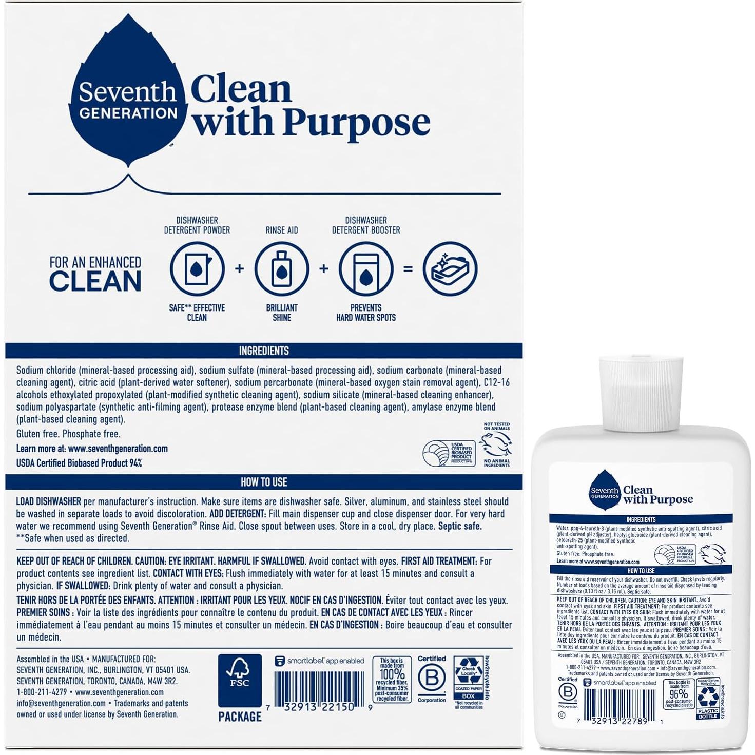 Detergente en polvo para lavavajillas Seventh Generation 2-Pack 1270g
