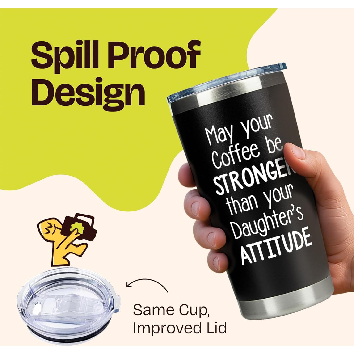 Vaso KLUBI 20oz Negro - Que Tu Café Sea Más Fuerte que Tu Hija