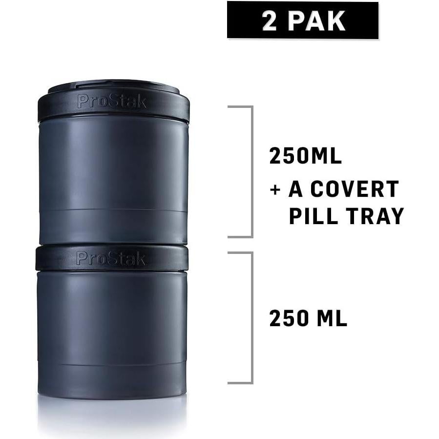 Frascos de Almacenamiento BlenderBottle ProStak 250cc 2-Pak Negro