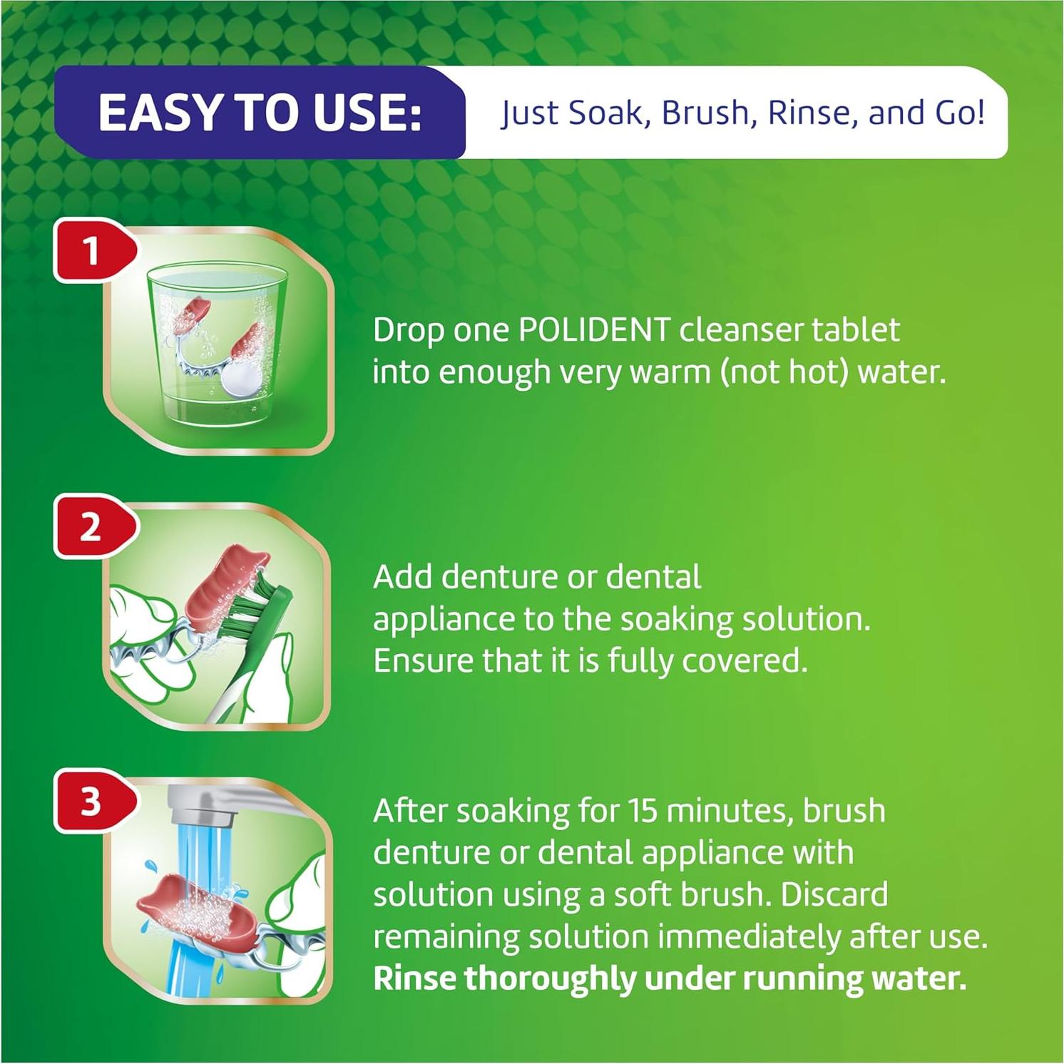 Polident Limpiador Antibacteriano para Aparatos Dentales 90 Tabletas