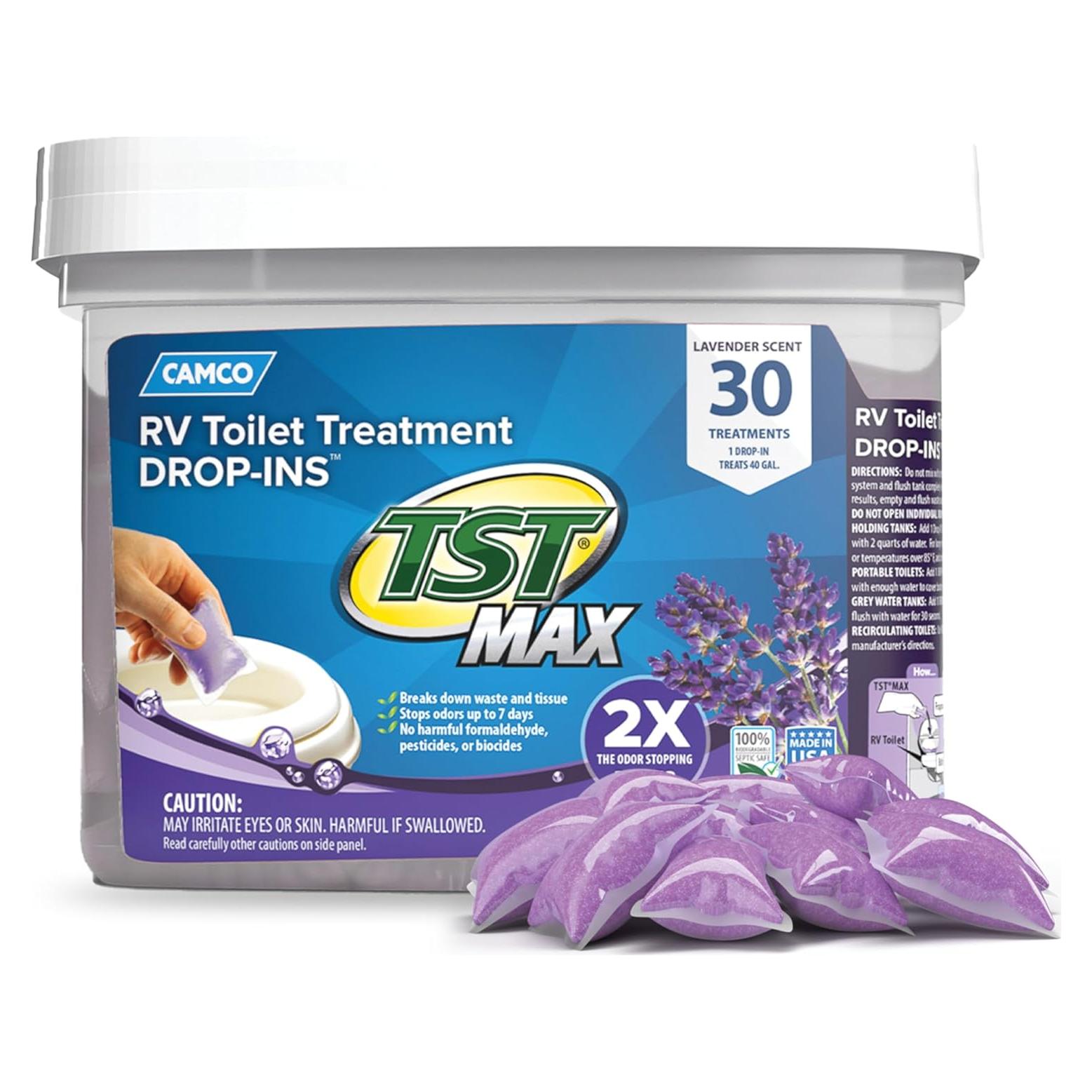 Camco TST MAX Tratamiento Inodoro RV 30 Drop-INs Lavanda