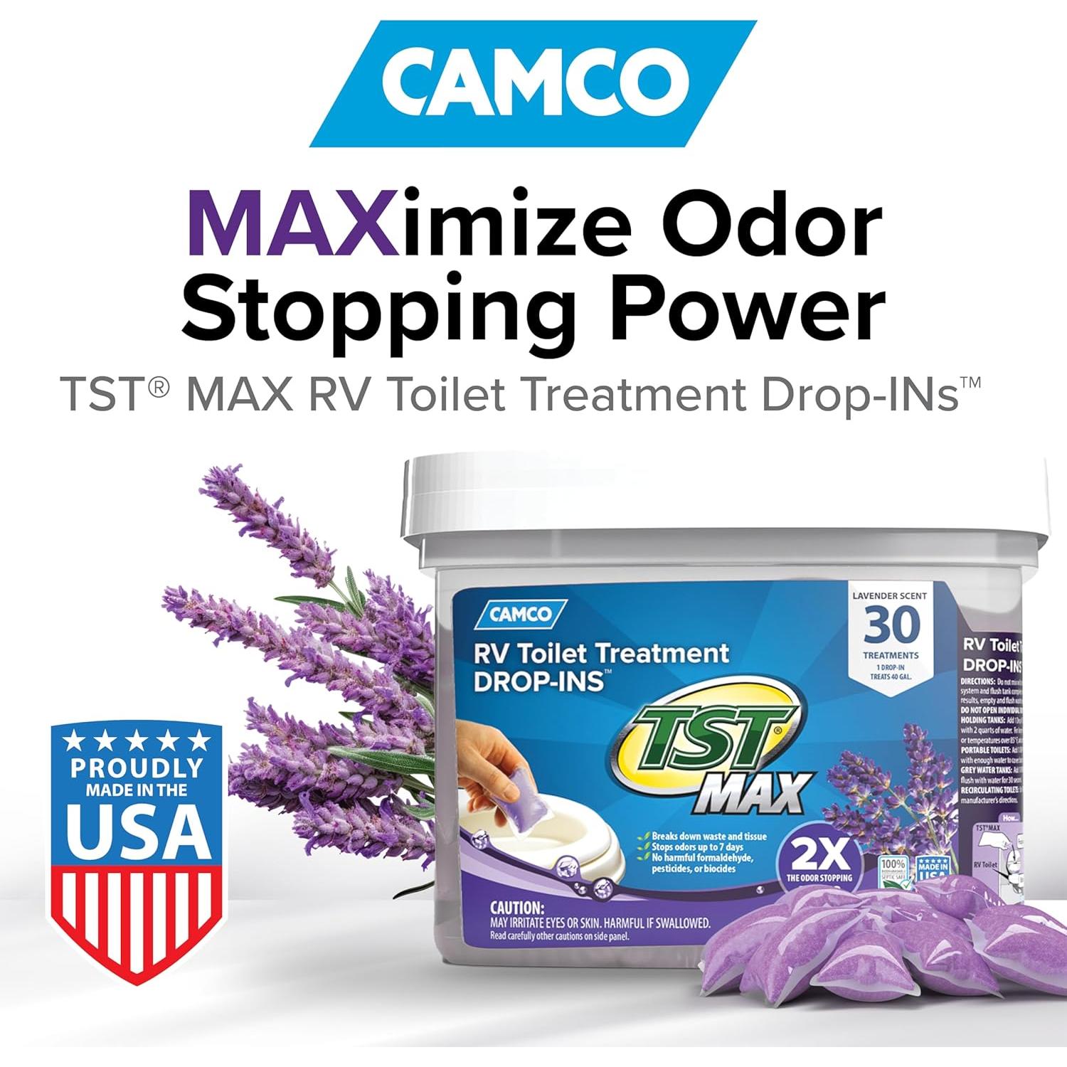 Camco TST MAX Tratamiento Inodoro RV 30 Drop-INs Lavanda