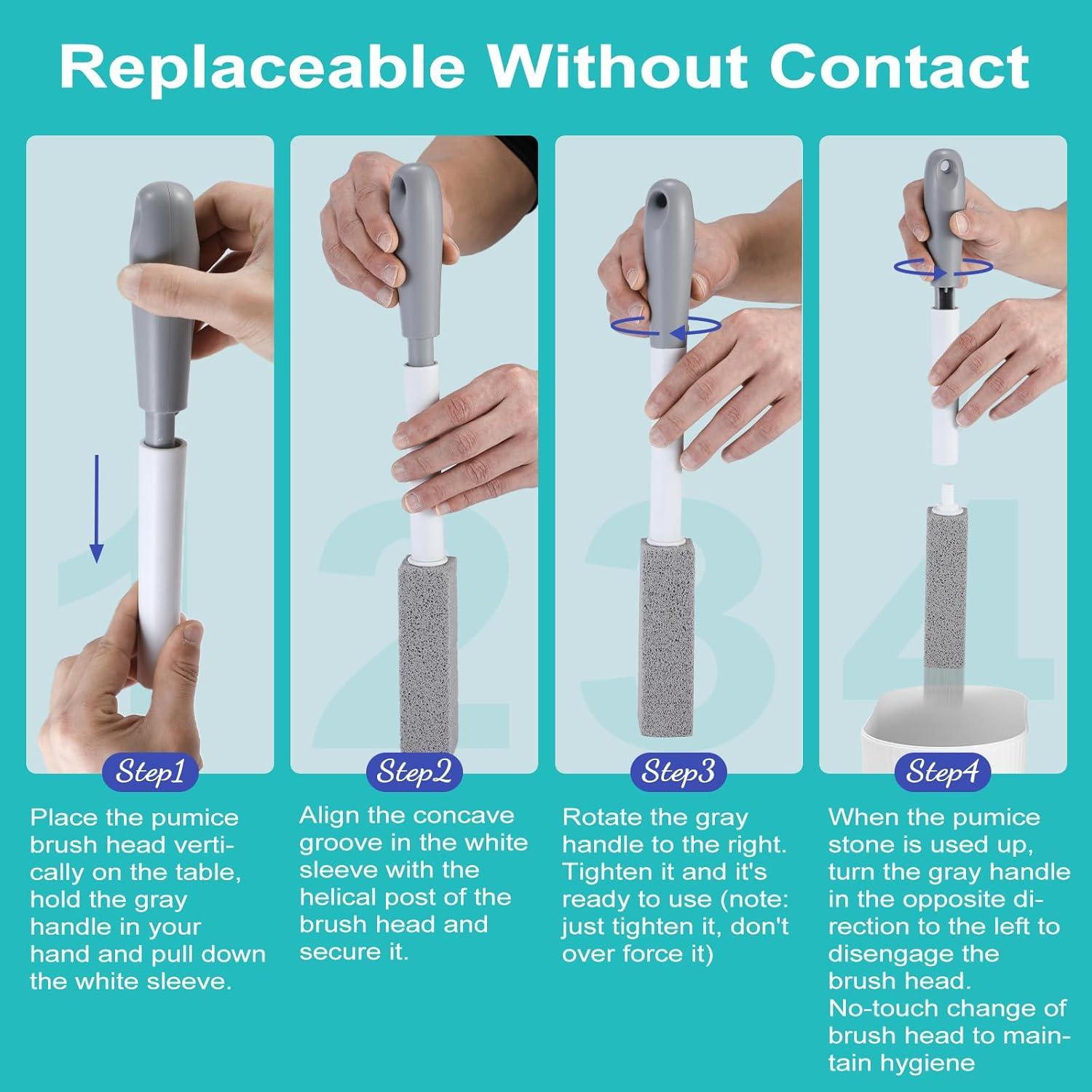 Paquete de 4 piedras pómex con mango Gnvop para inodoro