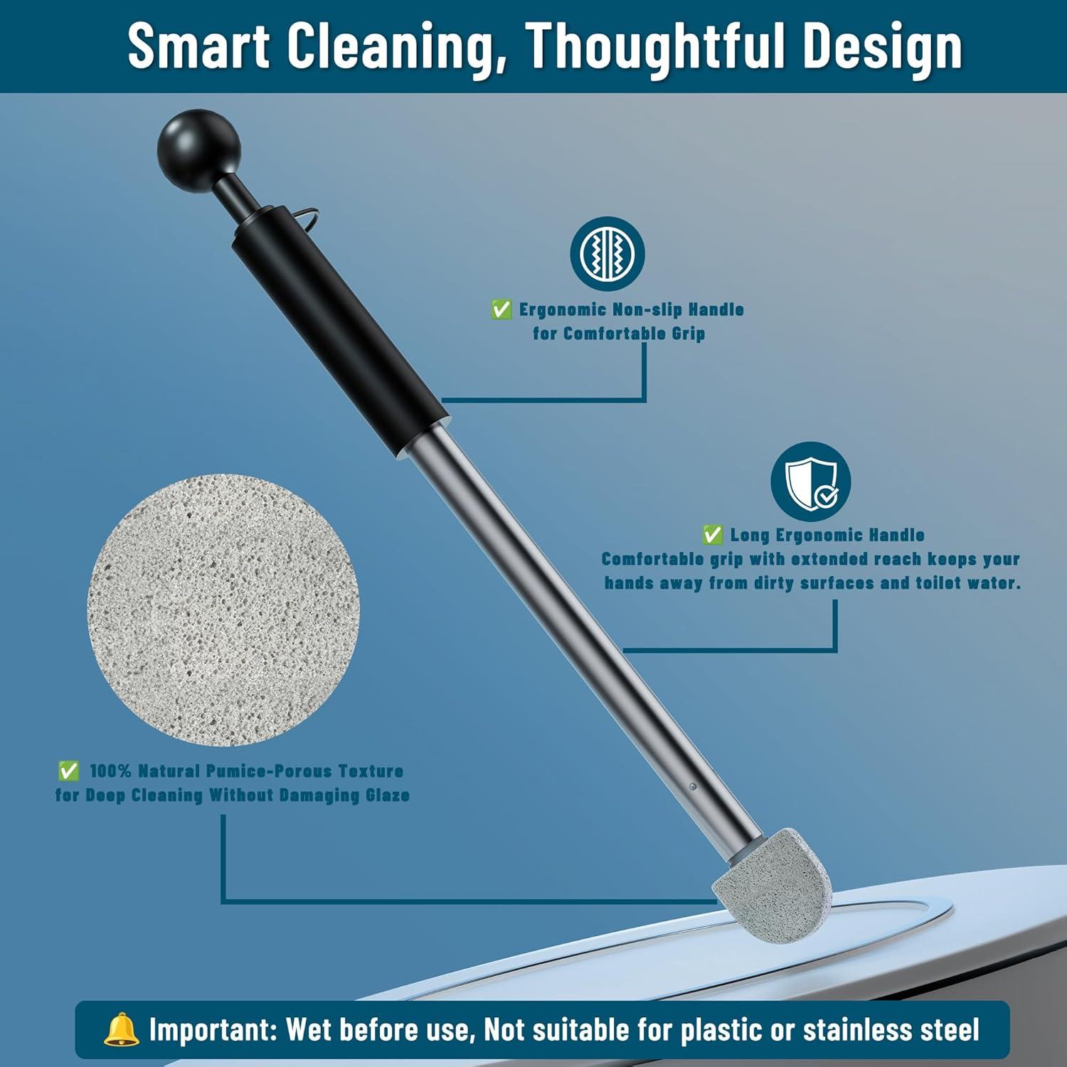 Limpiador de Inodoro YINGMORE con Mango y 8 Piezas de Pómez