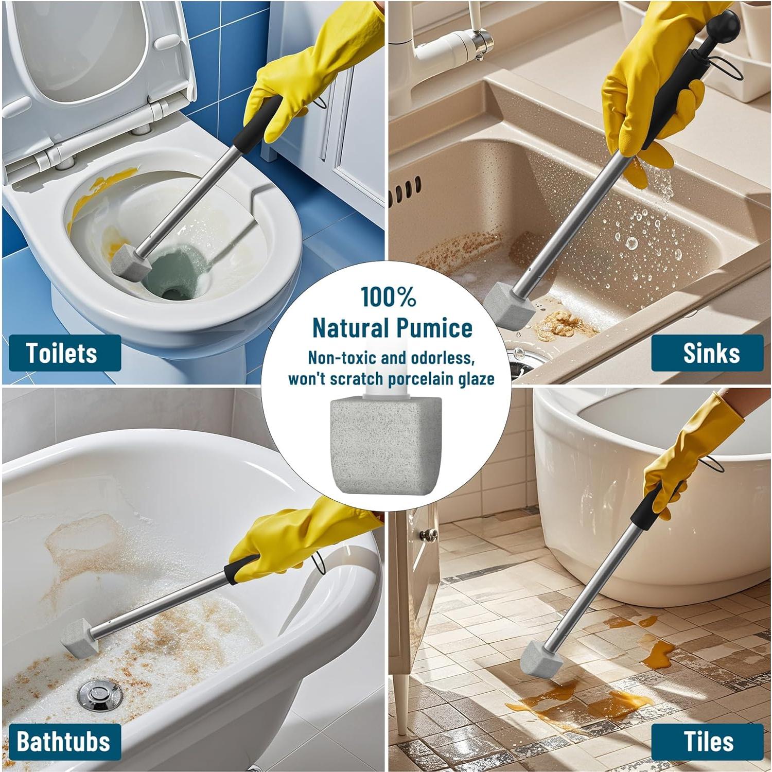 Limpiador de Inodoro YINGMORE con Mango y 8 Piezas de Pómez