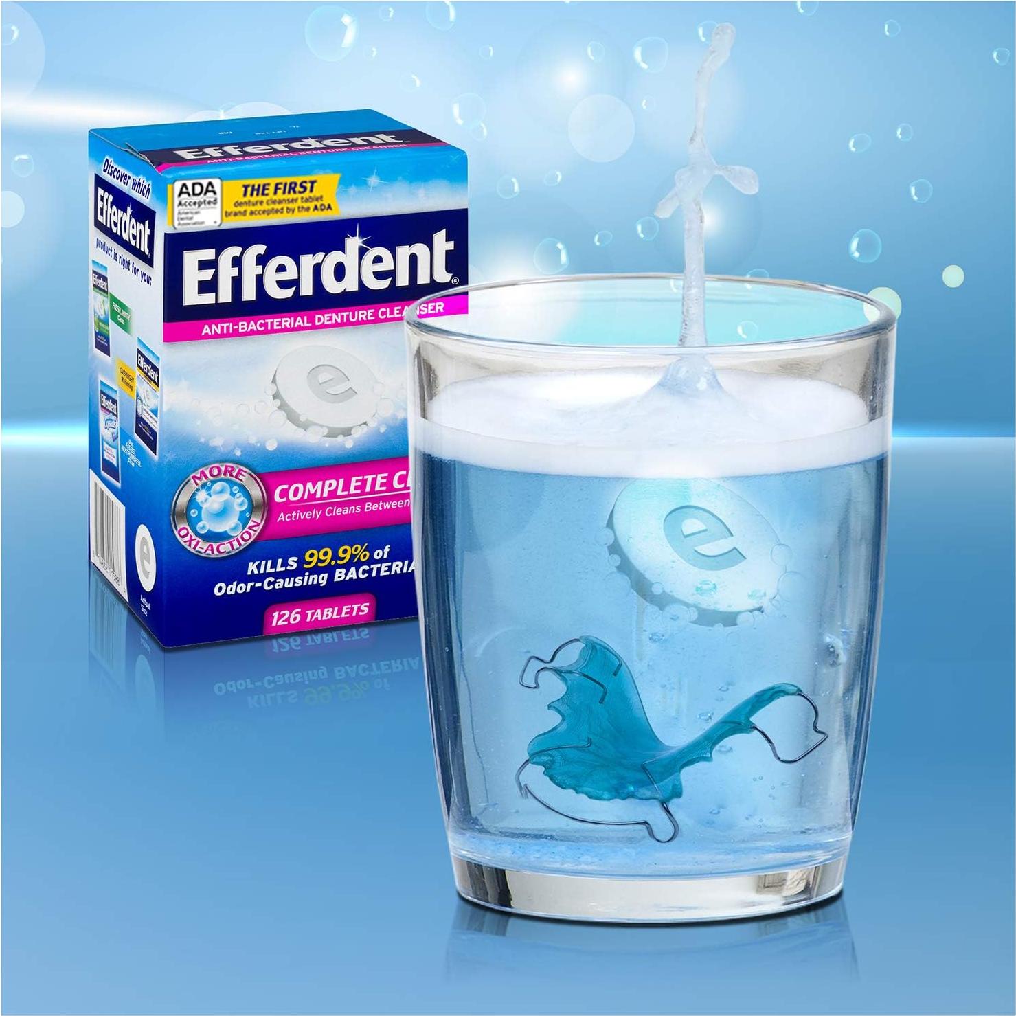 Tabletas Limpiadoras de Dentaduras Efferdent 102 Unidades