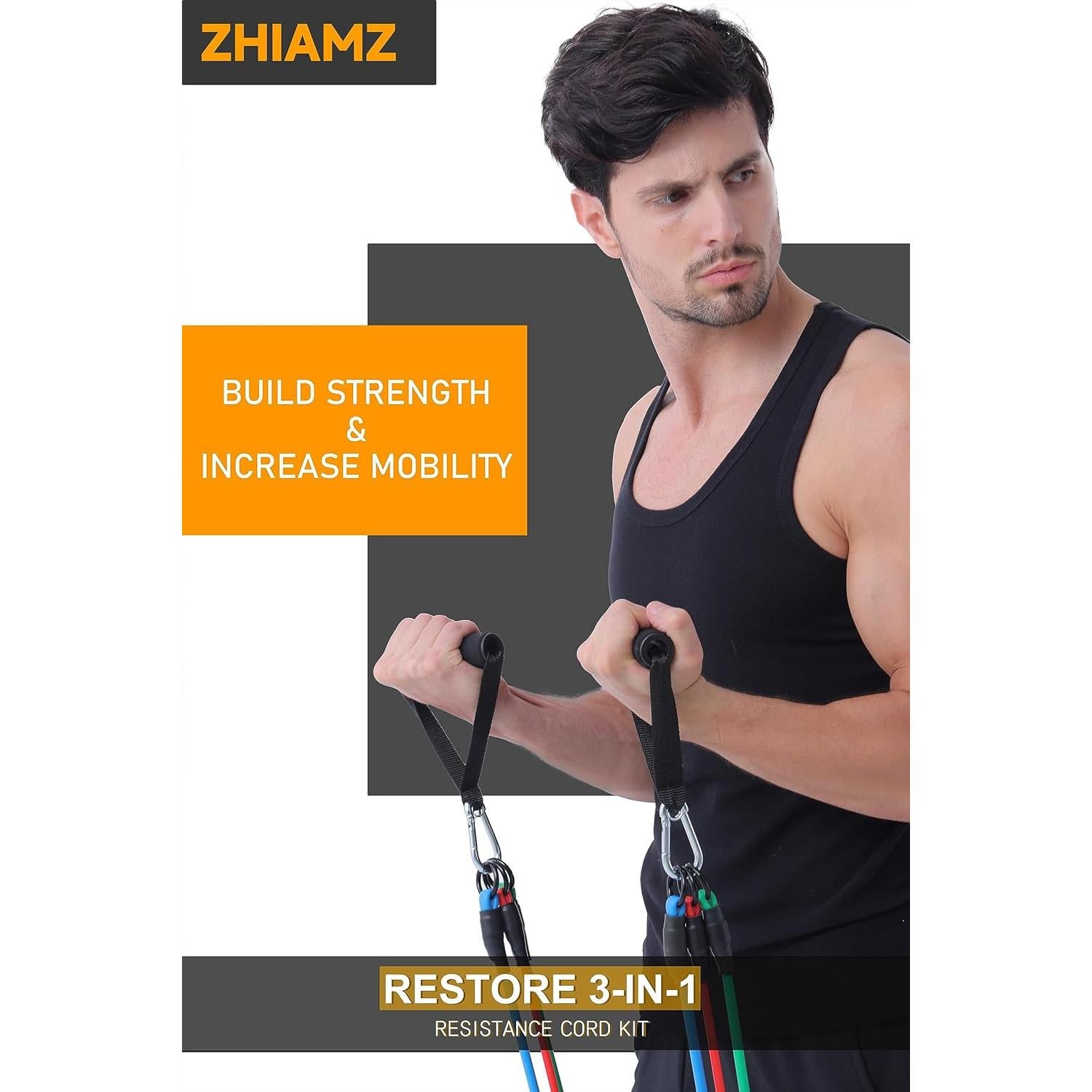 Bandas de Resistencia Zhiamz con Mangos - 40.8kg, Antideslizante