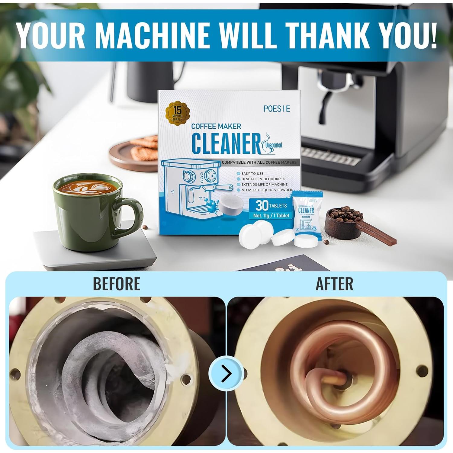 Tabletas de Limpieza para Cafeteras Poesie - 30 Unidades