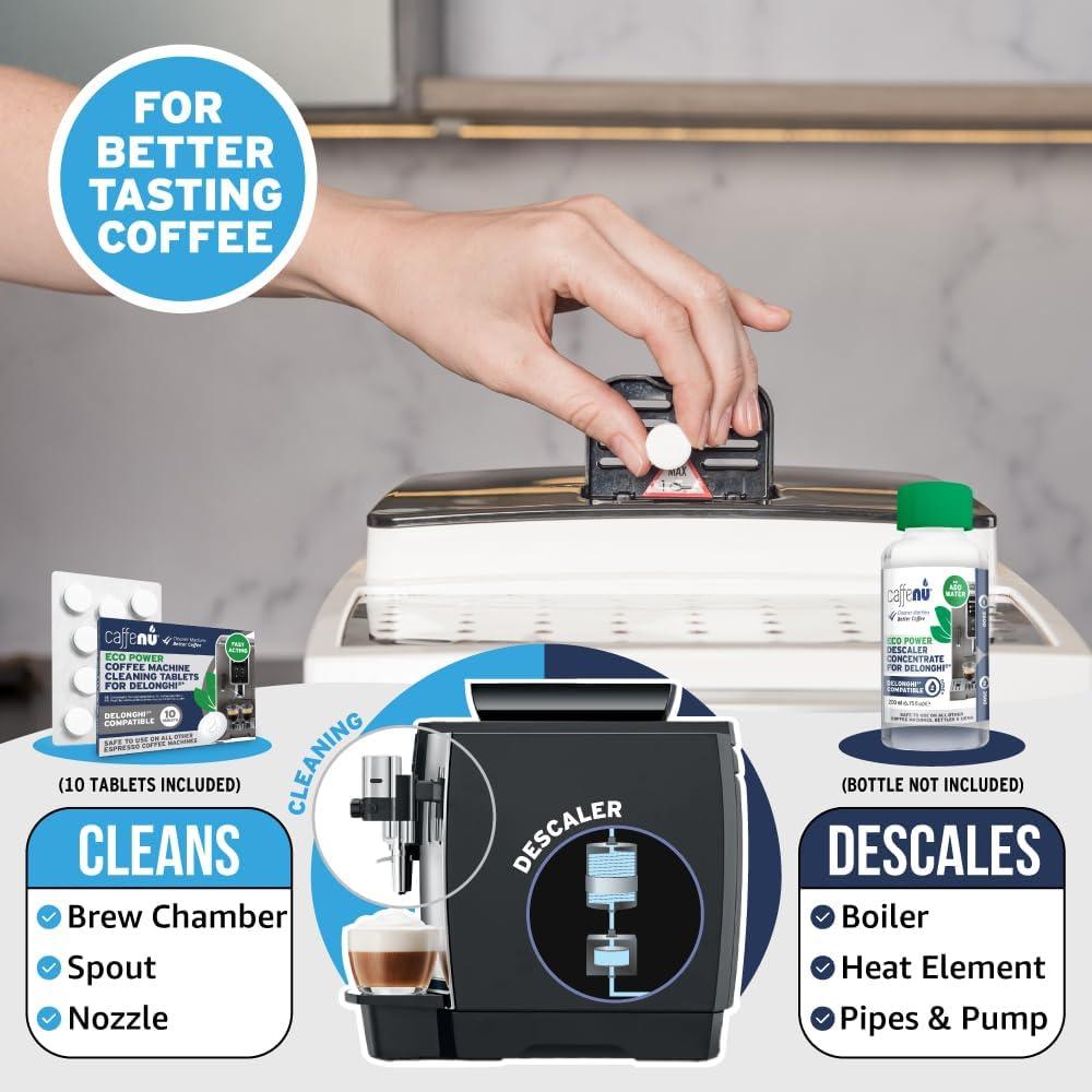 Tabletas de Limpieza Caffenu para Cafeteras Delonghi - 10 Unidades