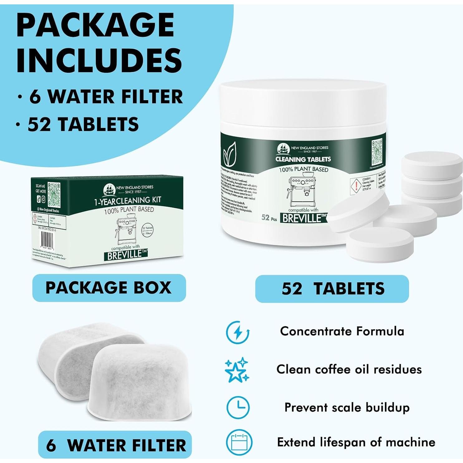 Kit de Mantenimiento Breville - 6 Filtros + 52 Tabletas de Limpieza