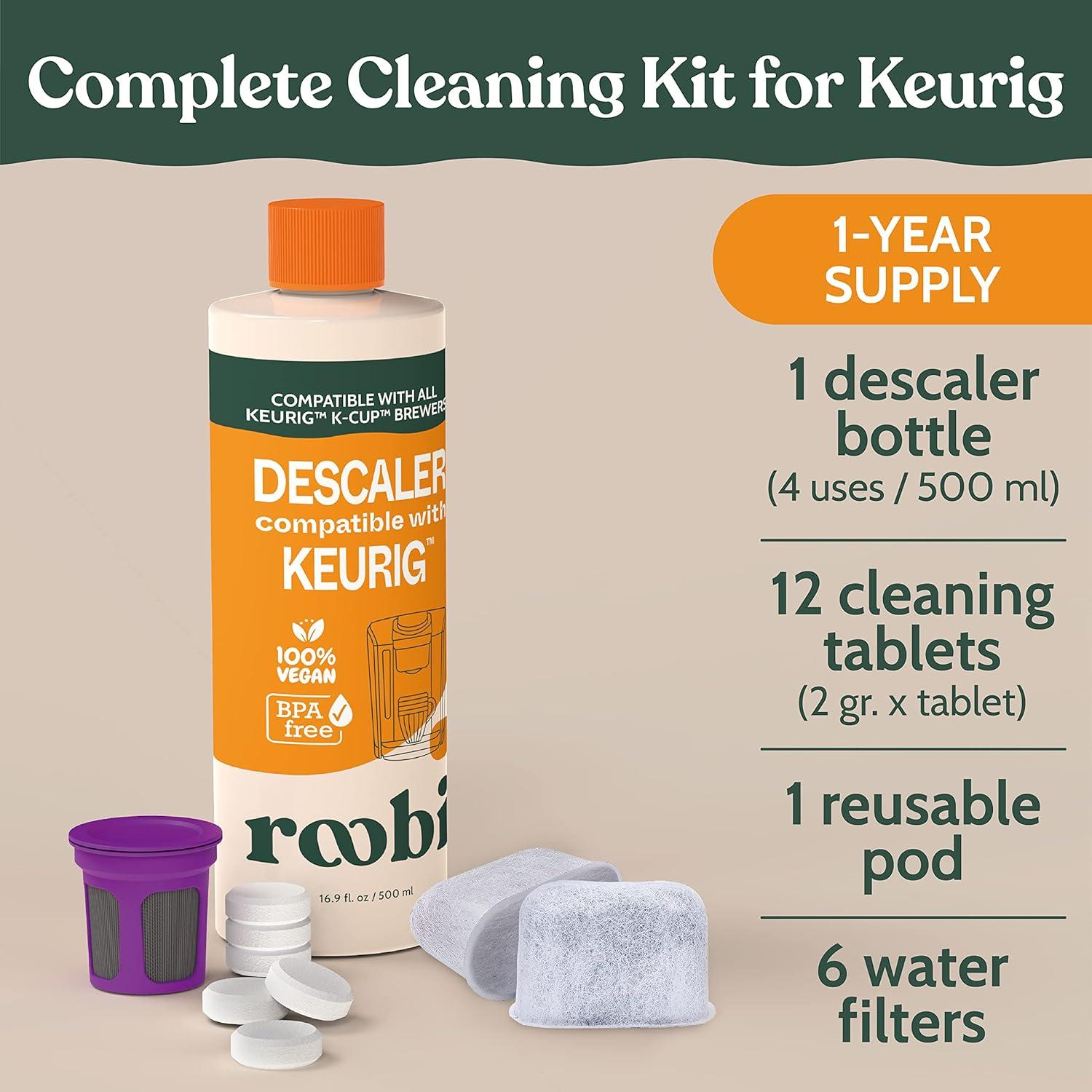 Kit de Descalcificación y Limpieza Roobi para Keurig - 1 Año