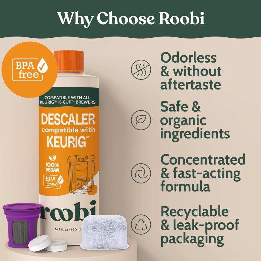 Kit de Descalcificación y Limpieza Roobi para Keurig - 1 Año