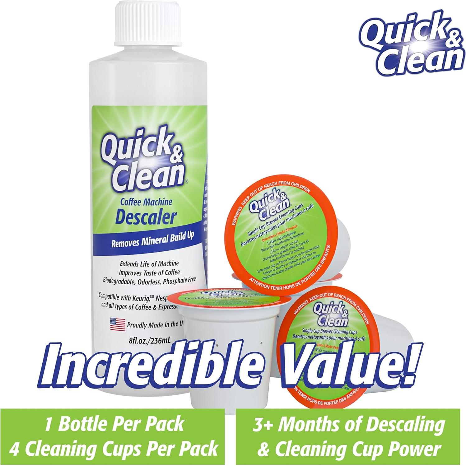 Paquete de 4 Tazas de Limpieza + Desincrustante Rápido y Limpio