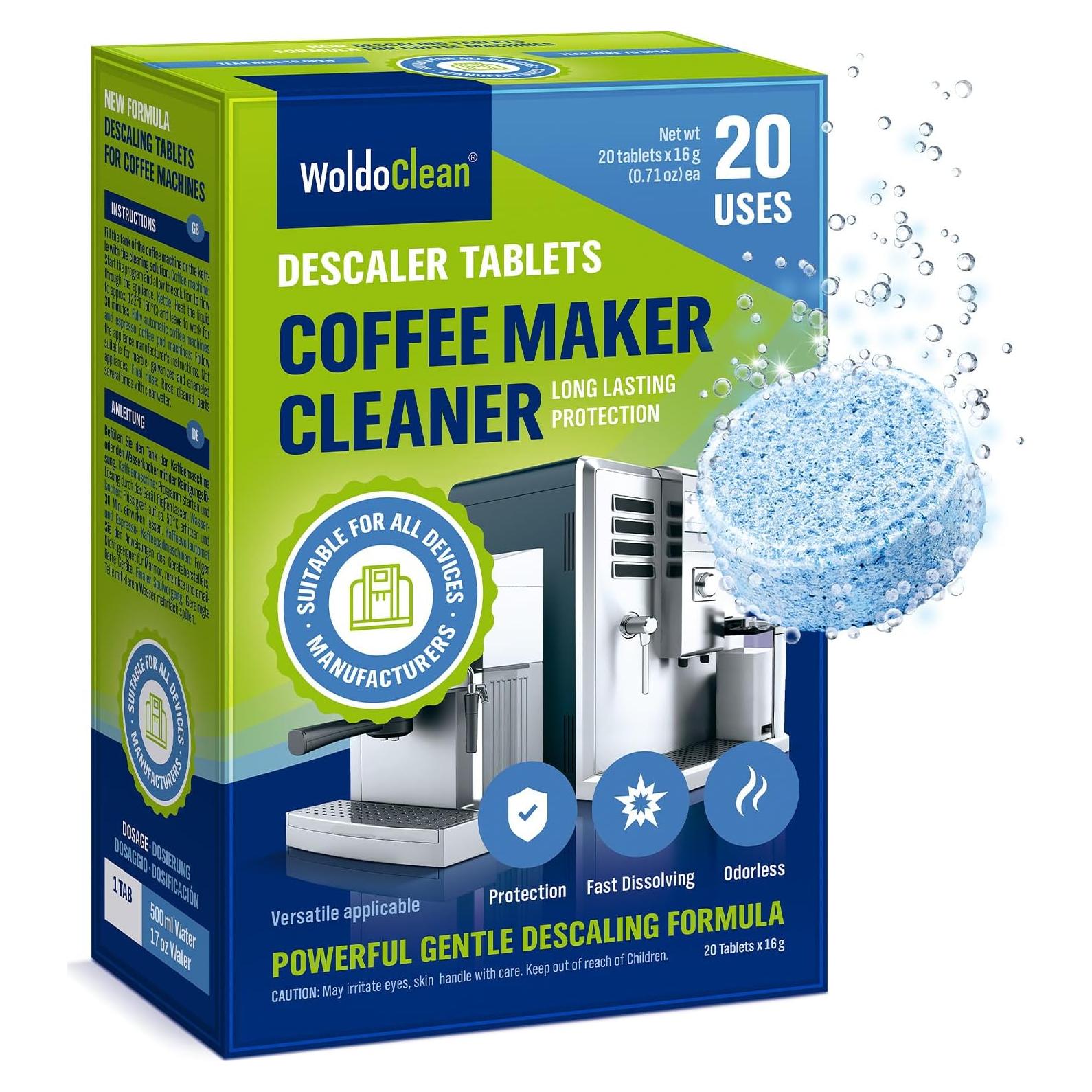 Tabletas Descalcificadoras WoldoClean para Cafeteras - 20 Usos