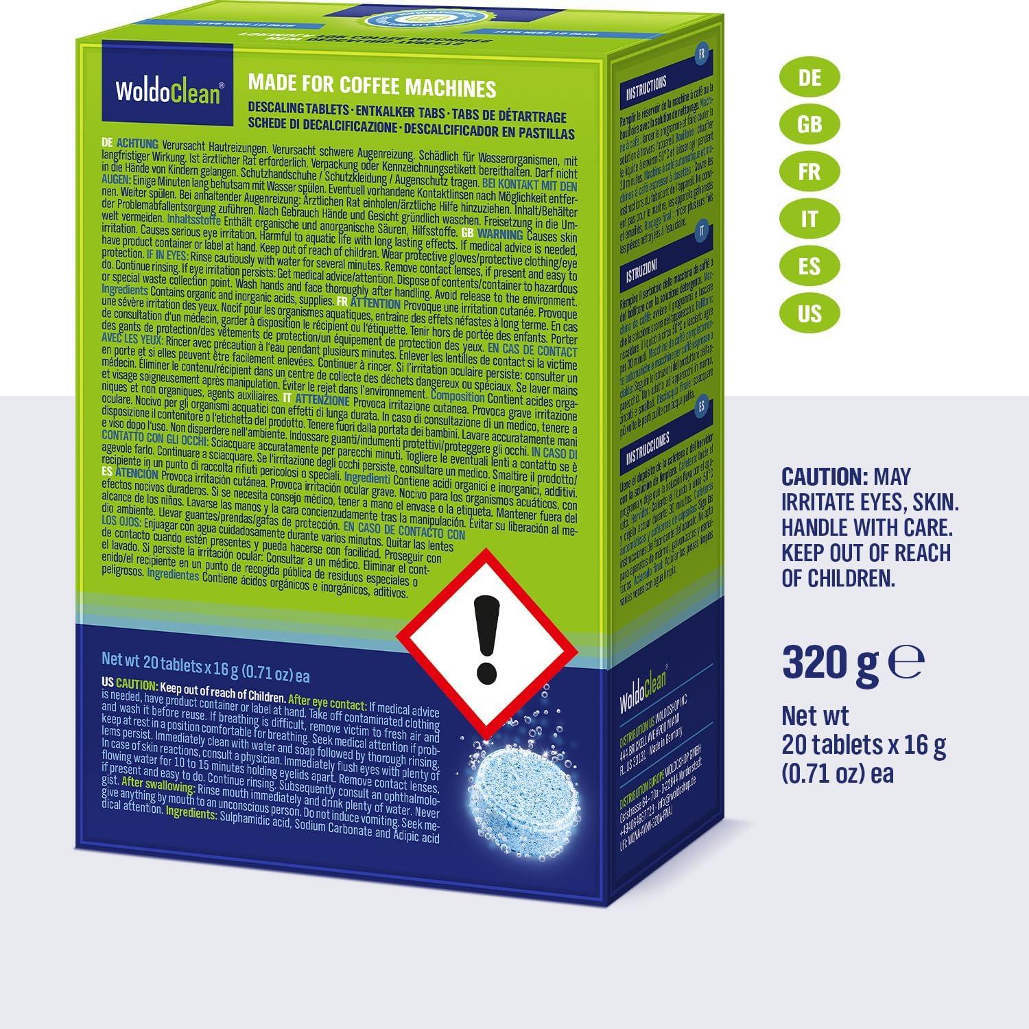 Tabletas Descalcificadoras WoldoClean para Cafeteras - 20 Usos