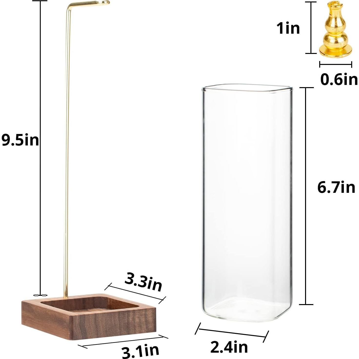 Quemador de Incienso DNZRONK de Vidrio y Madera 20.3 cm