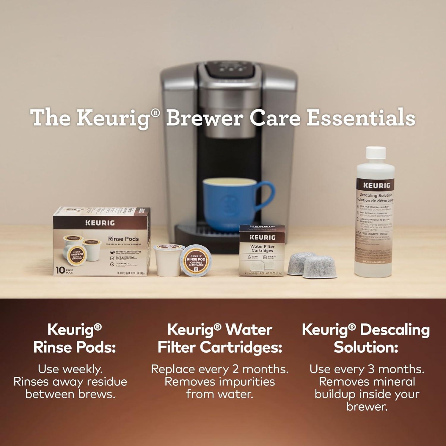 Keurig Kit de Mantenimiento de Cafetera 3 Meses - Solución Desincrustante, Filtros y Cápsulas