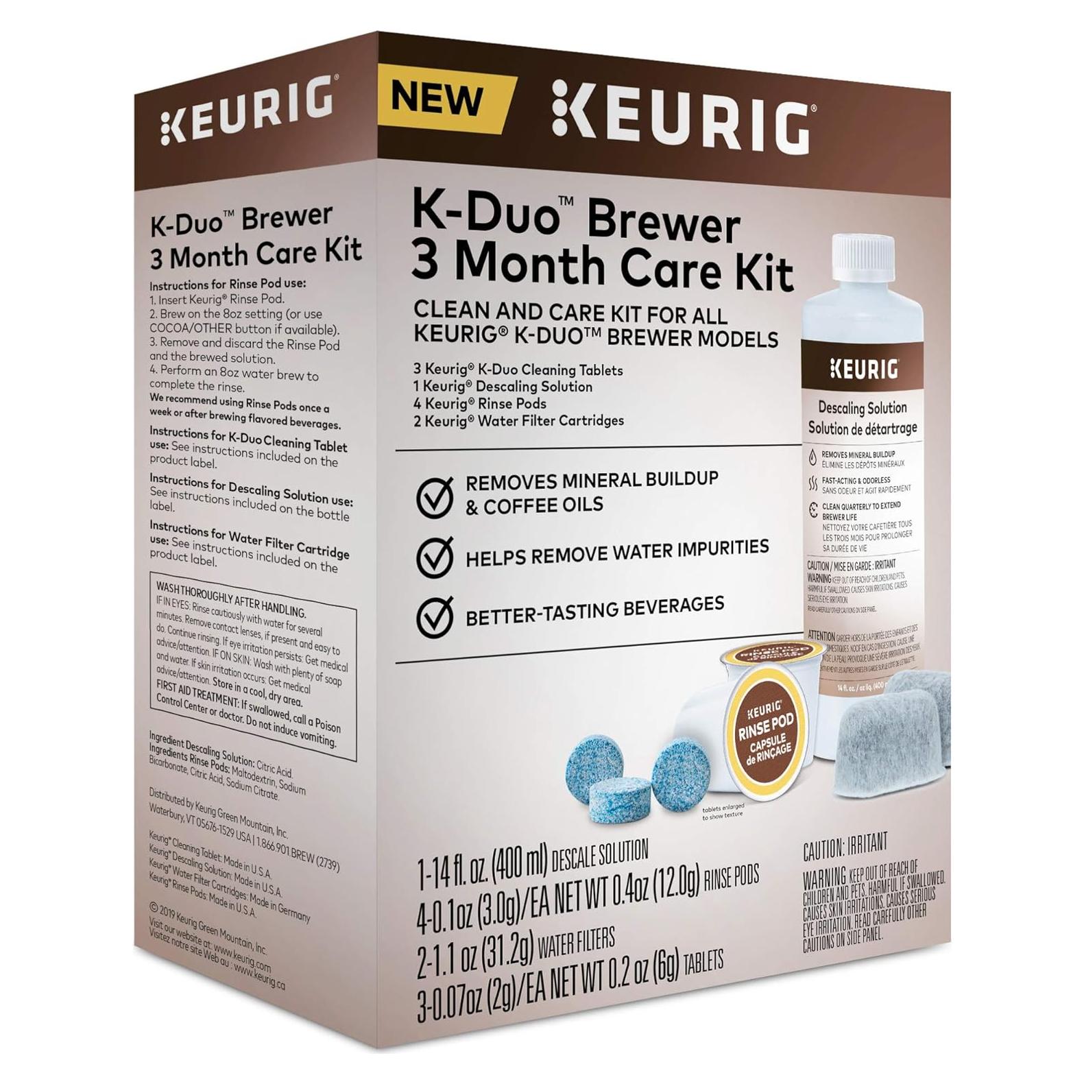 Kit de Mantenimiento Keurig K-Duo 3 Meses - Limpieza y Filtros