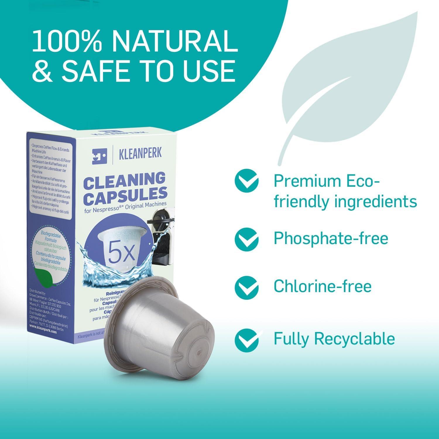5 Cápsulas de Limpieza KLEANPERK para Nespresso Original
