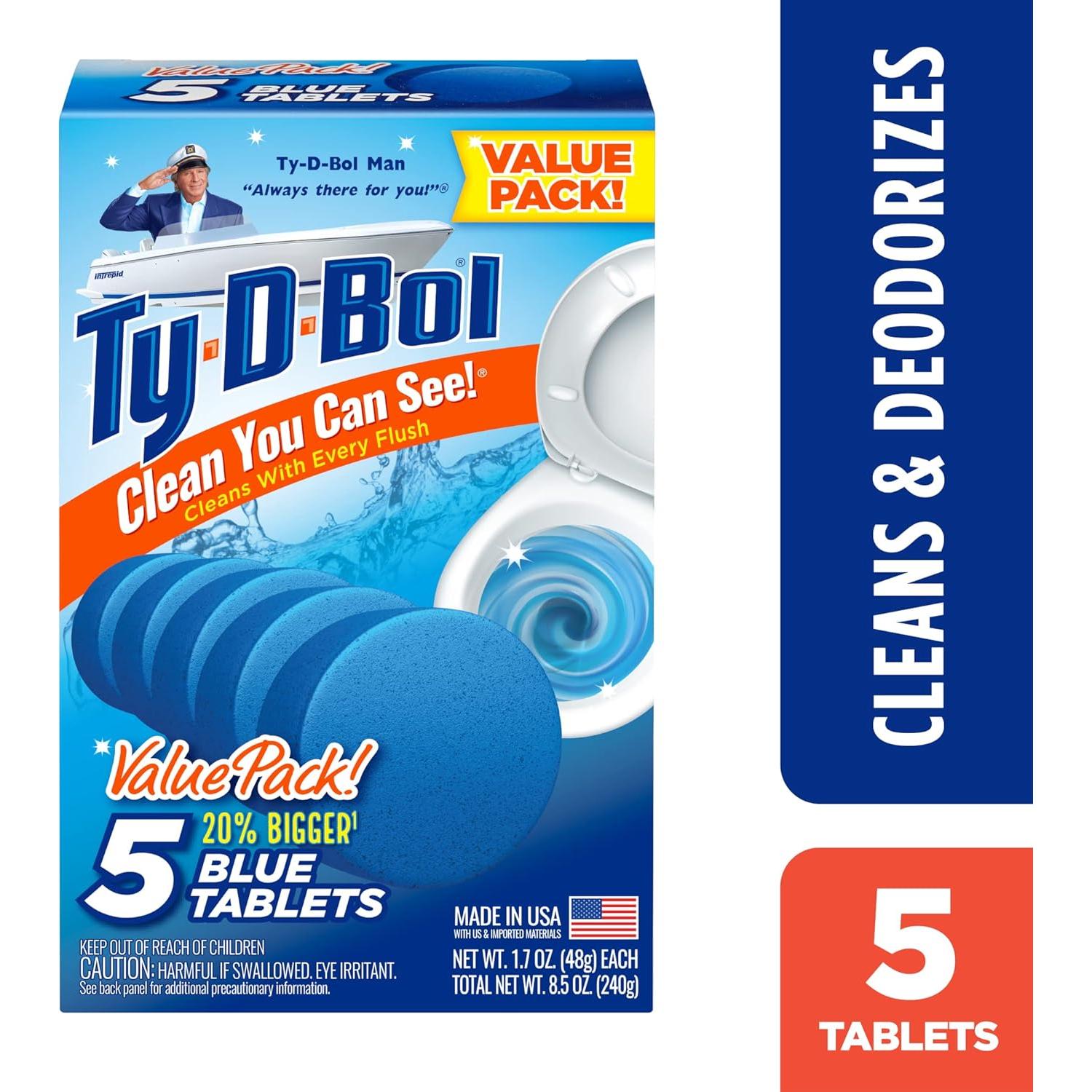 Tabletas Azules Ty-D-Bol 240 g - Limpia y Desodoriza Inodoros