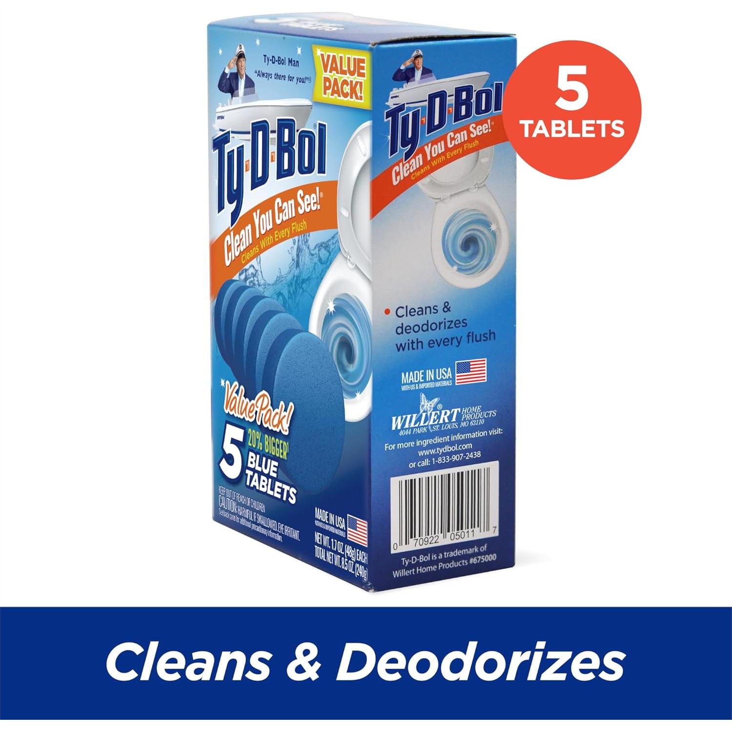 Tabletas Azules Ty-D-Bol 240 g - Limpia y Desodoriza Inodoros