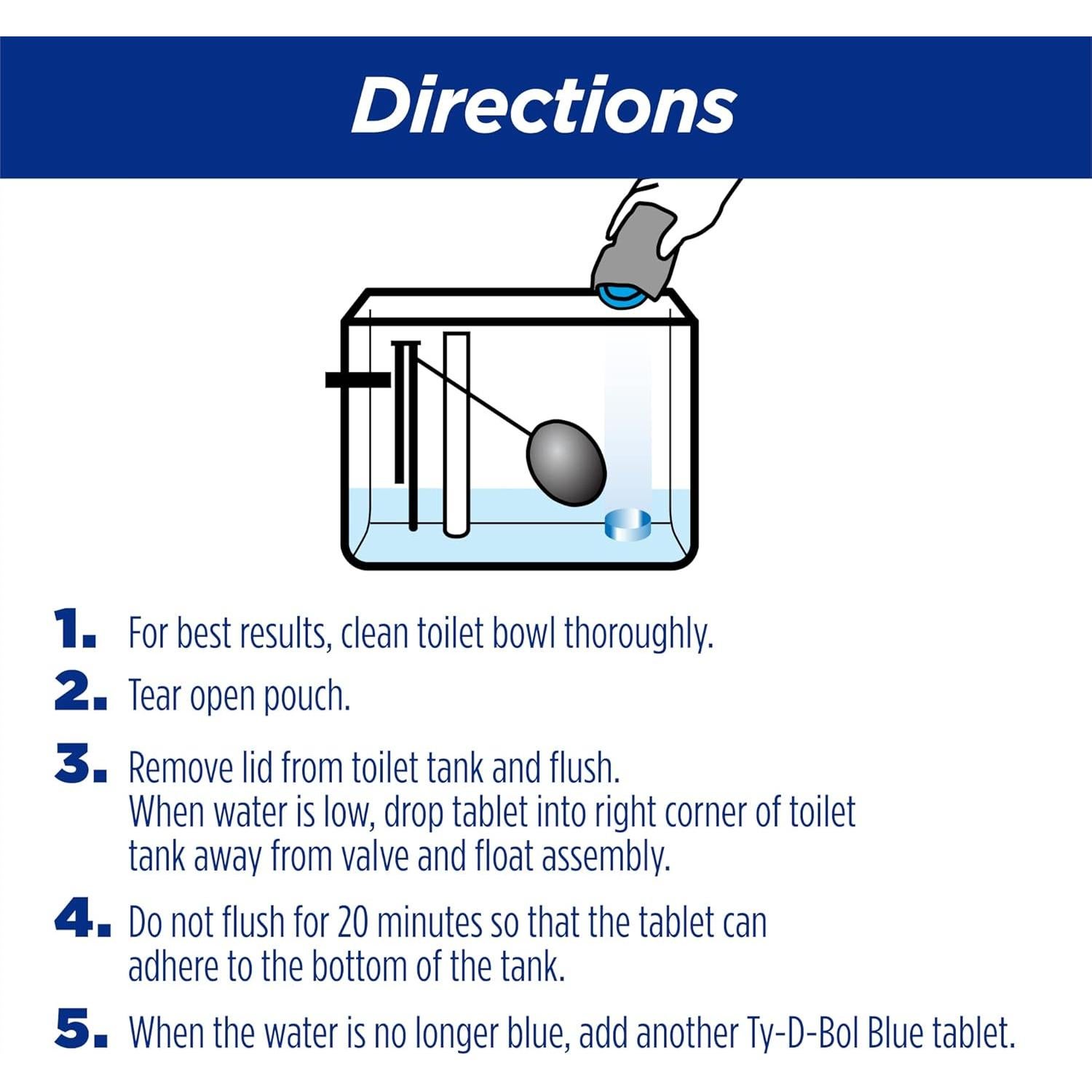 Tabletas Azules Ty-D-Bol 240 g - Limpia y Desodoriza Inodoros