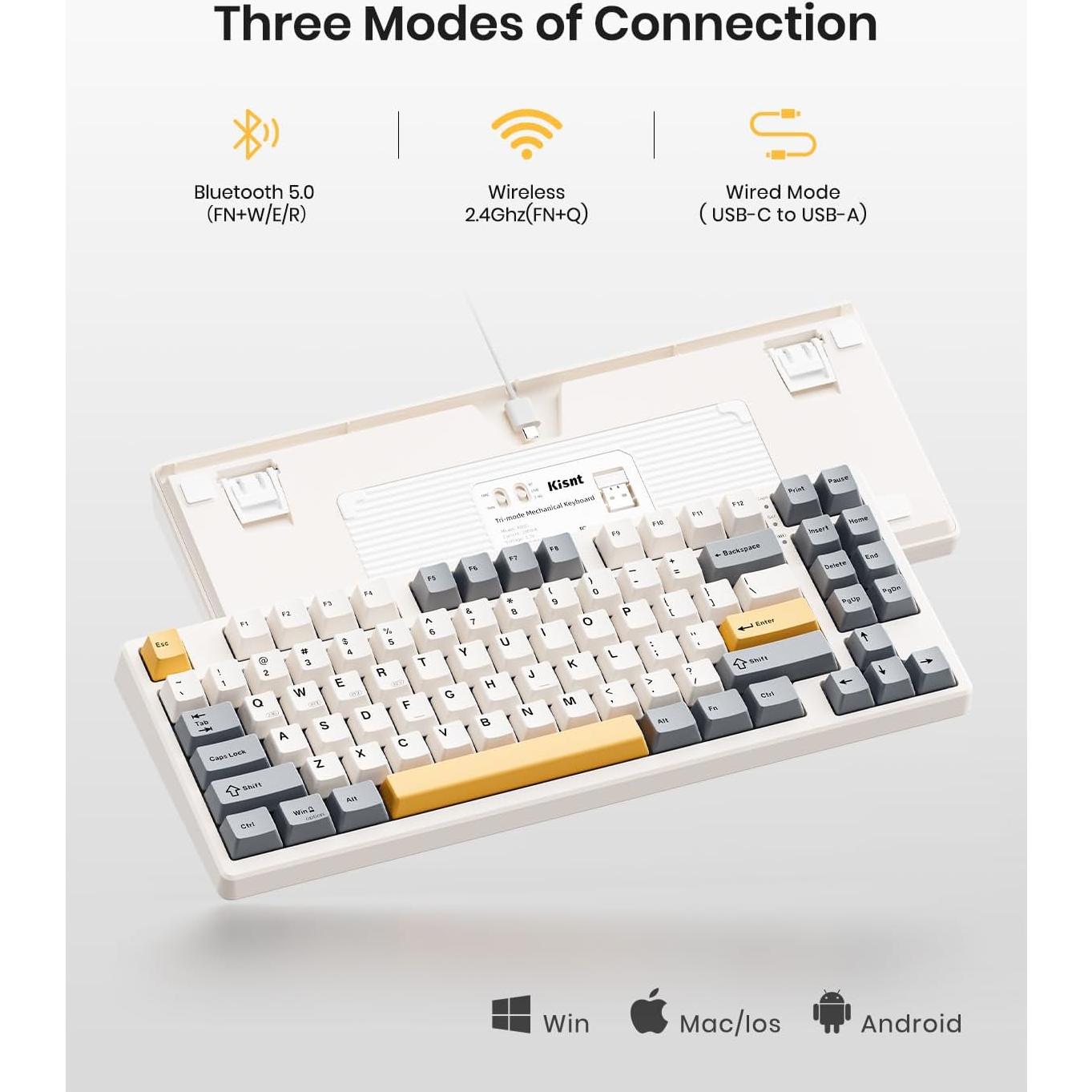 Teclado Mecánico Inalámbrico Kisnt KN85 RGB Compacto