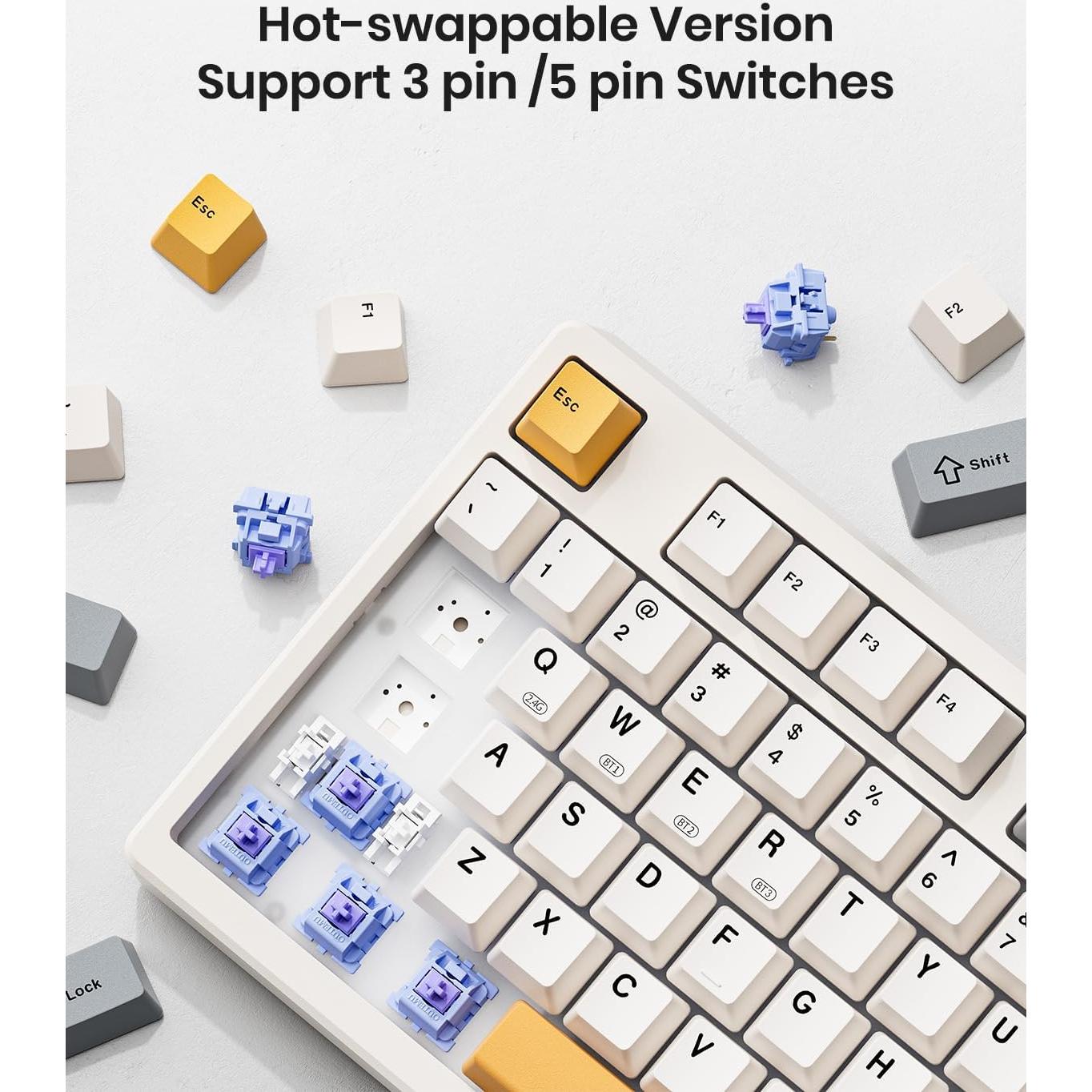 Teclado Mecánico Inalámbrico Kisnt KN85 RGB Compacto