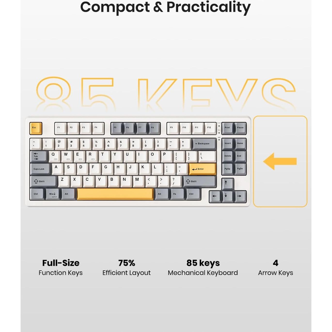 Teclado Mecánico Inalámbrico Kisnt KN85 RGB Compacto