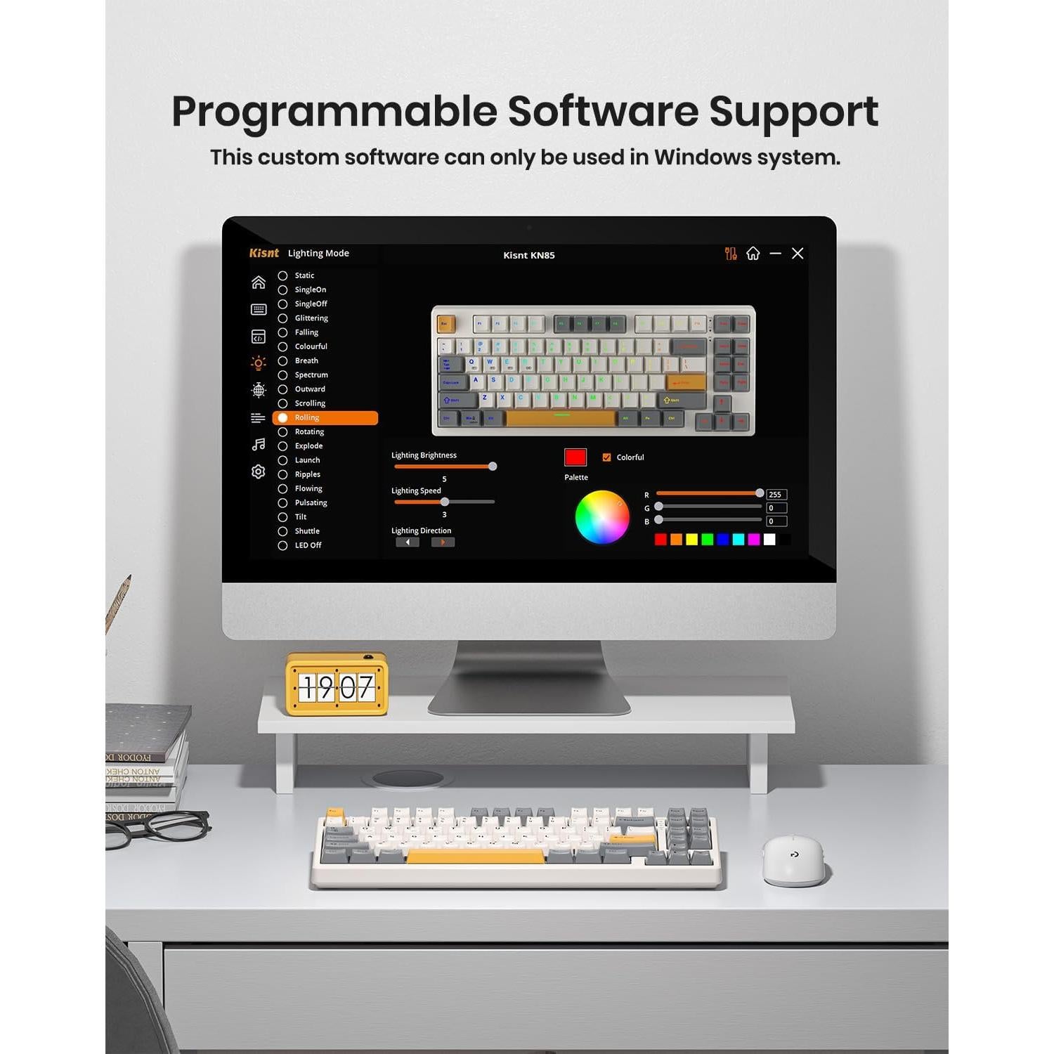 Teclado Mecánico Inalámbrico Kisnt KN85 RGB Compacto