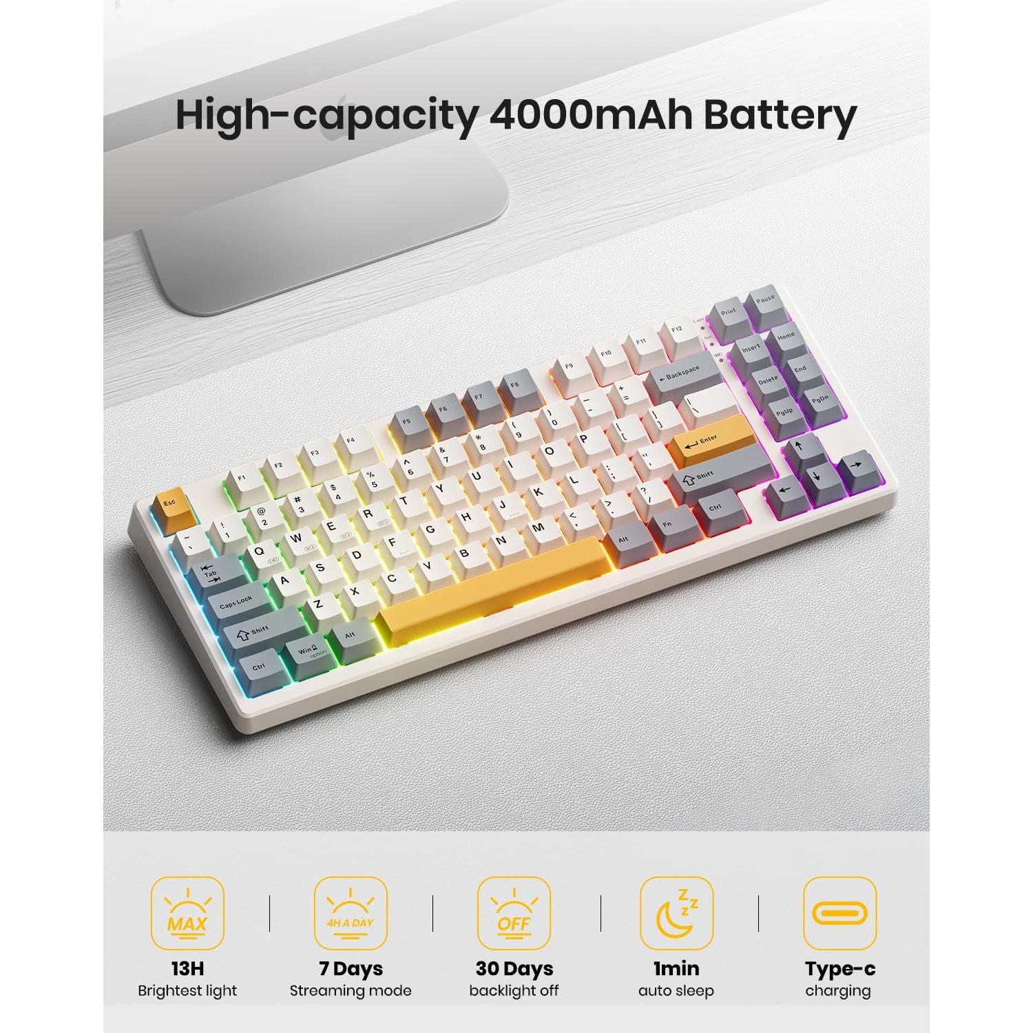 Teclado Mecánico Inalámbrico Kisnt KN85 RGB Compacto