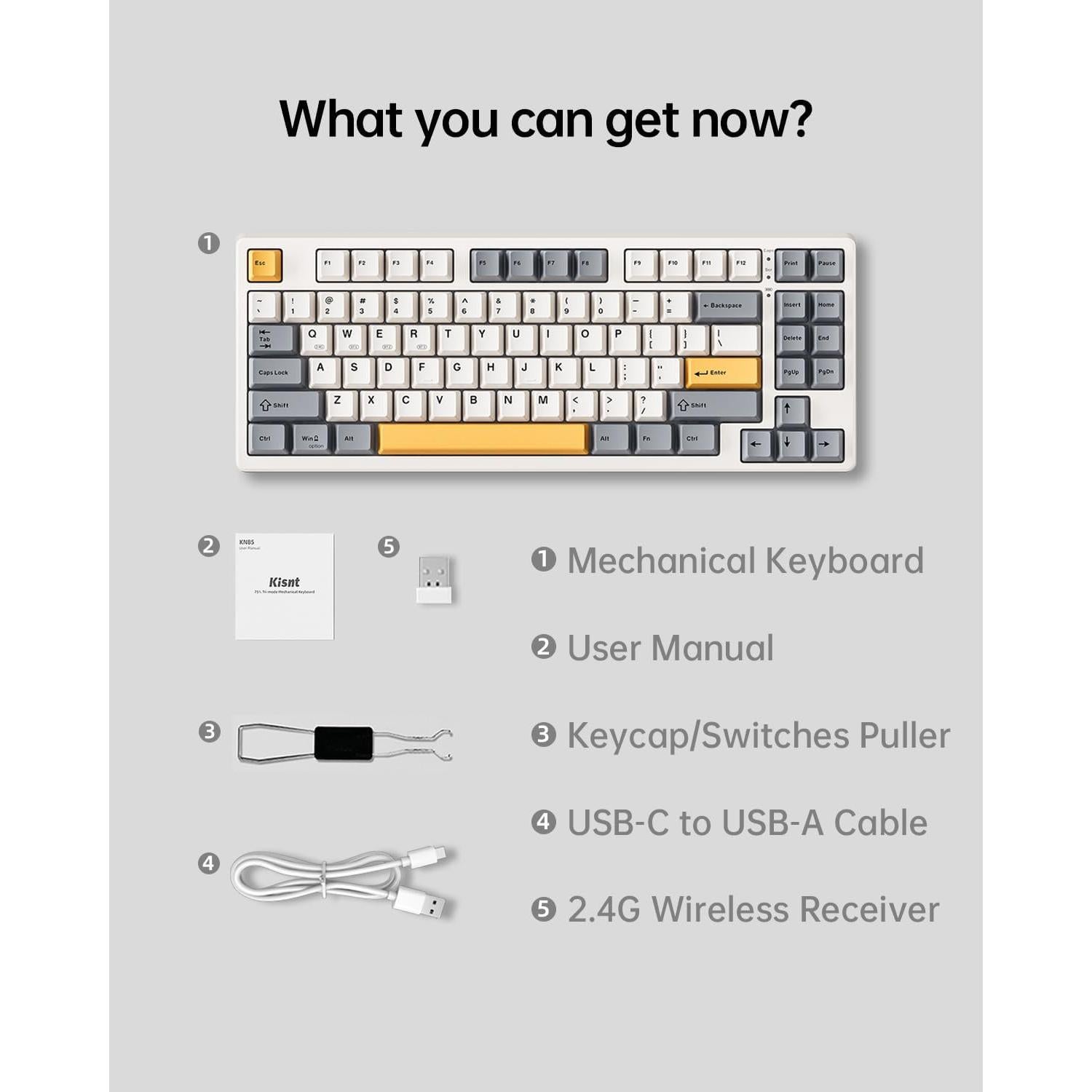 Teclado Mecánico Inalámbrico Kisnt KN85 RGB Compacto