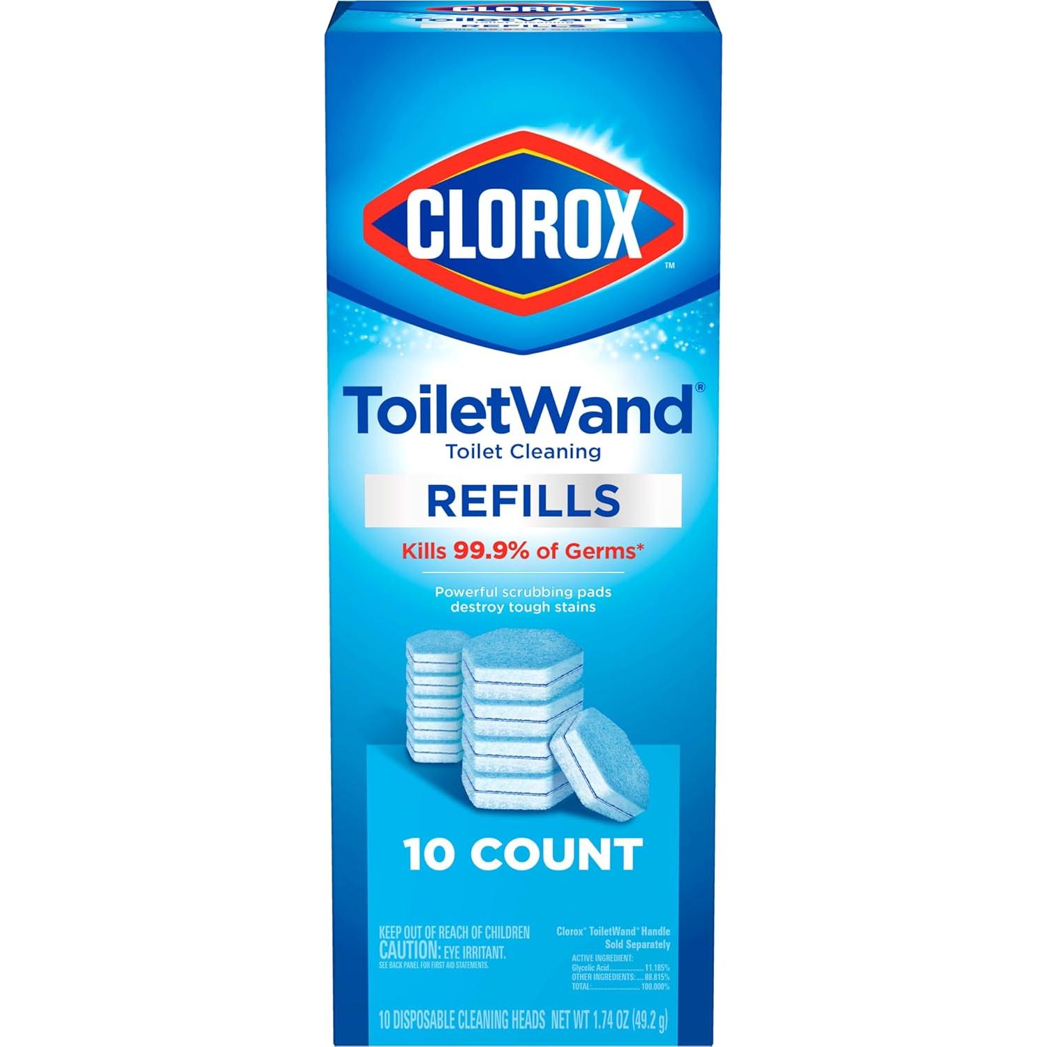 Rellenos de Limpieza Clorox ToiletWand 10 Almohadillas Desinfectantes