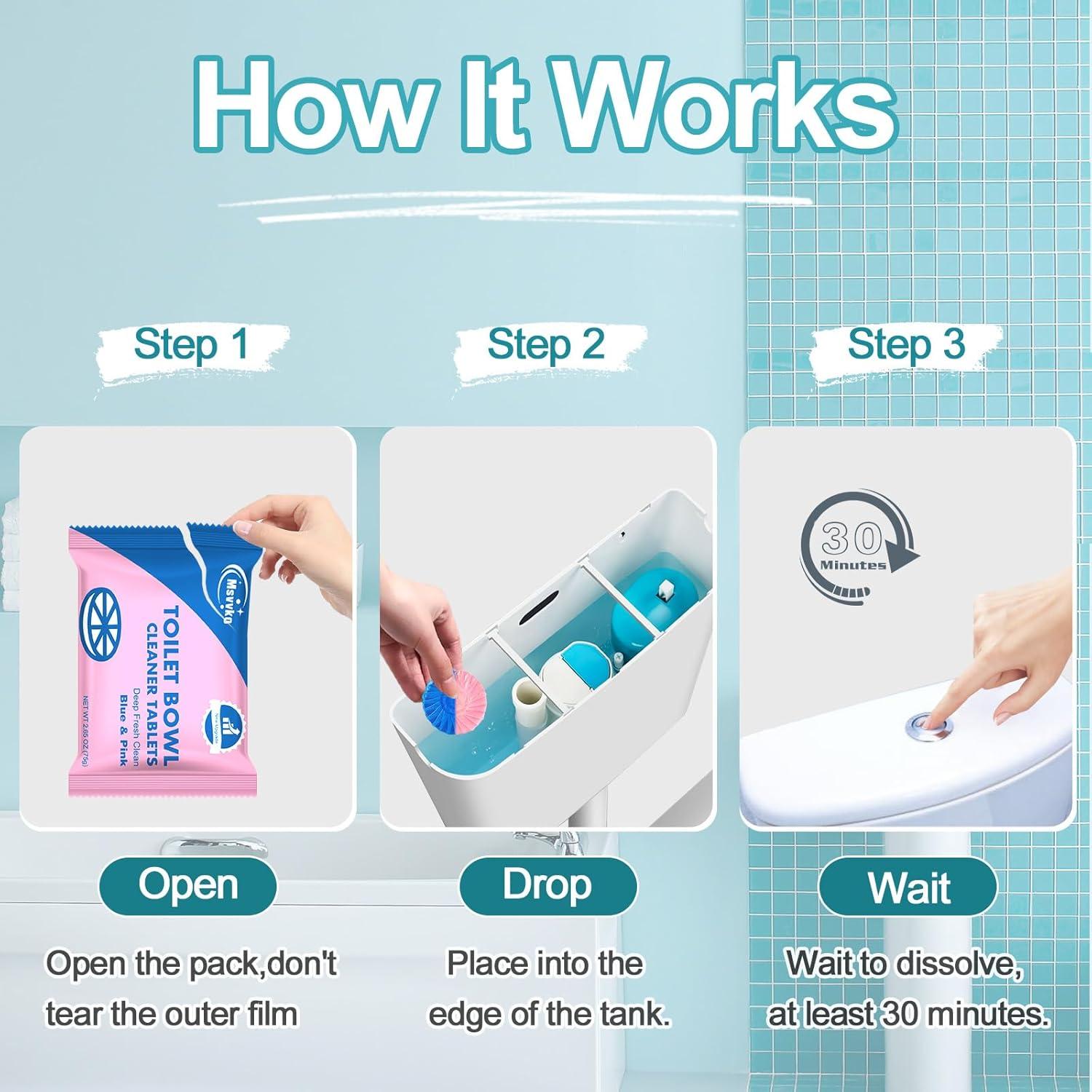 Tabletas Limpiadoras de Inodoro Msvvko 40 Paquetes 2.65 oz