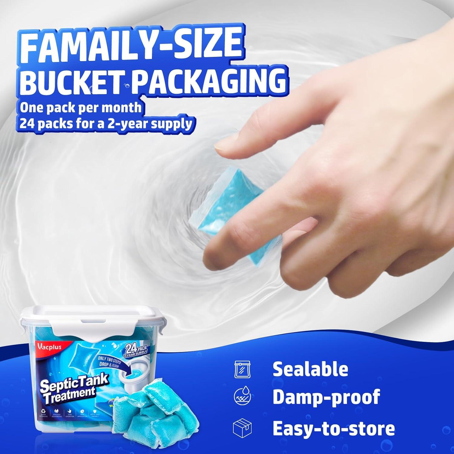 Tratamiento de Tanque Séptico Vacplus - 24 Paquetes Biodegradables