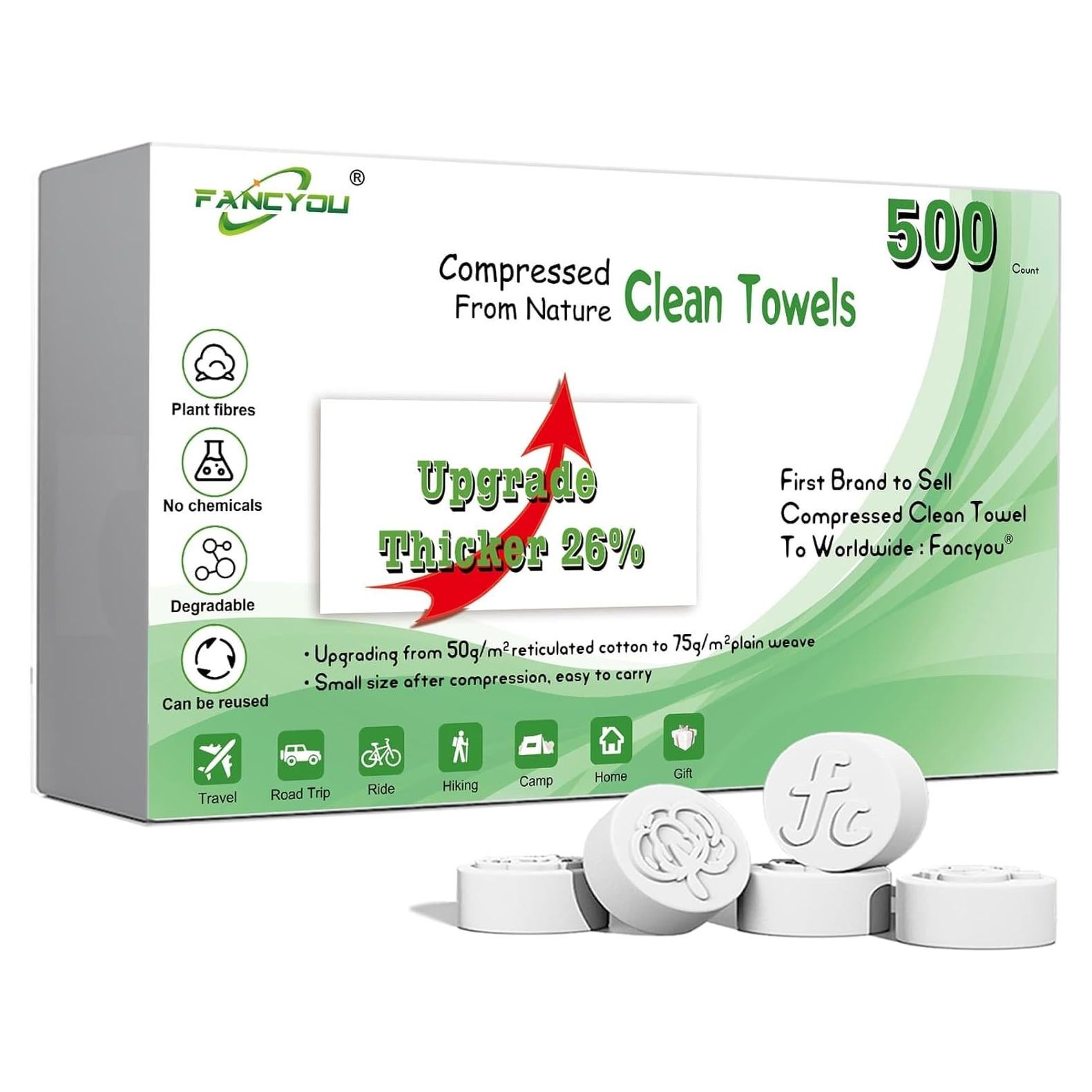 Toallas Desechables Comprimidas Fancyou 500 PCS Algodón 100%