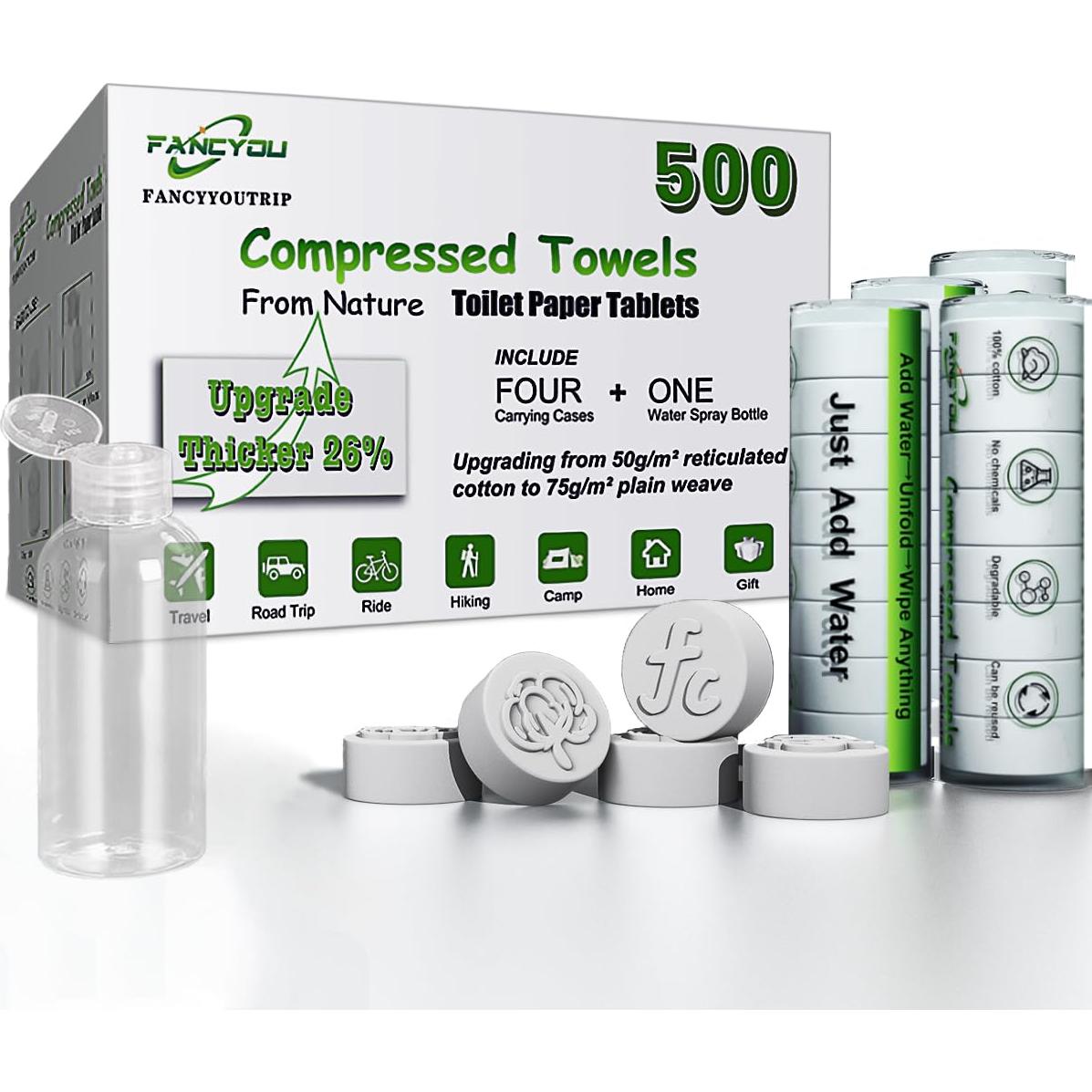 Toallas Desechables Comprimidas Fancyou 500 PCS Algodón 100%