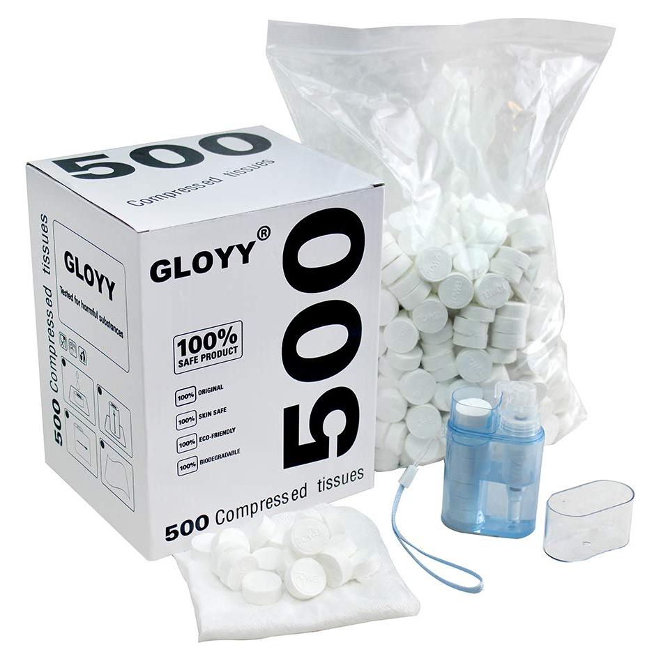 Toallas Comprimidas Biodegradables GLOYY 500 Unidades 22.4x24.1cm
