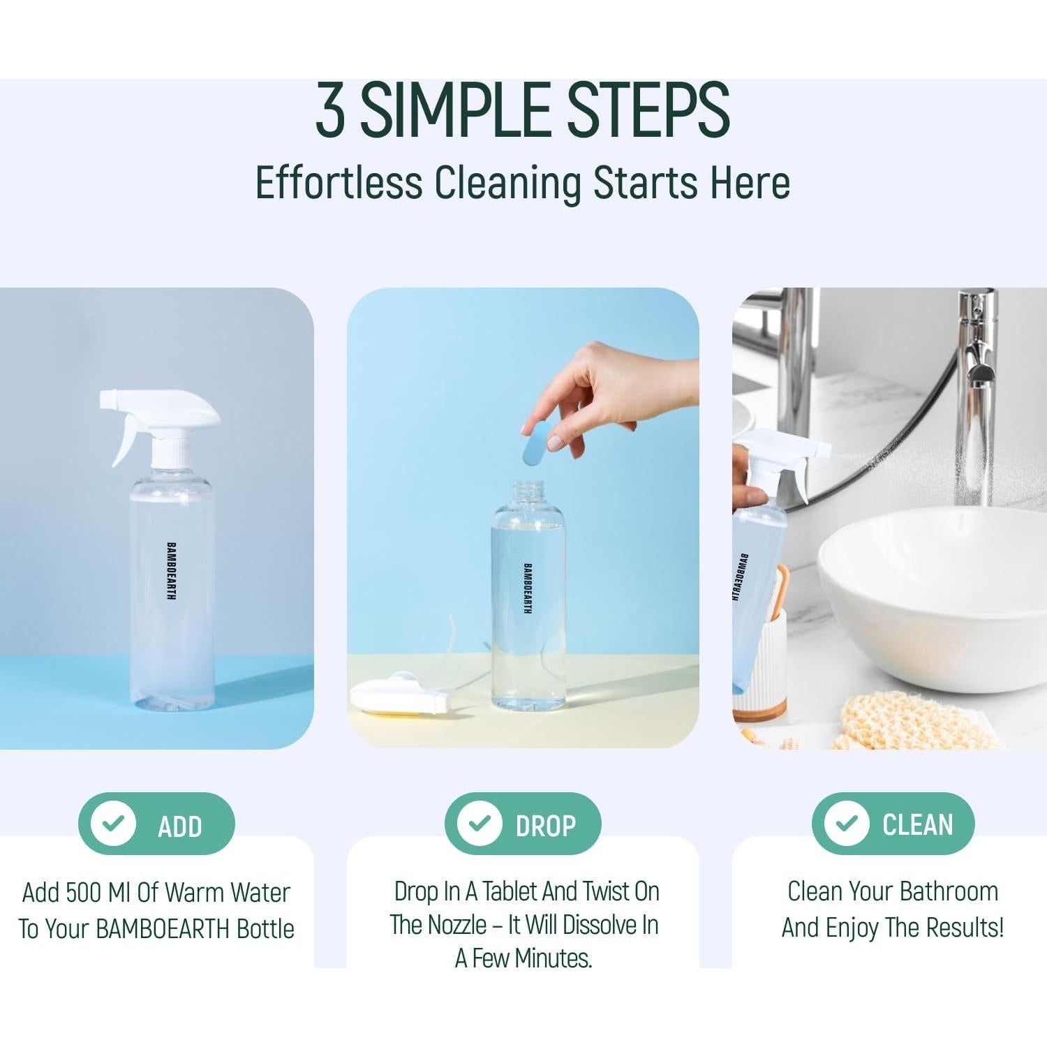 Limpiadores Naturales para Baño BAMBOEARTH - 12 Tabletas Ecológicas