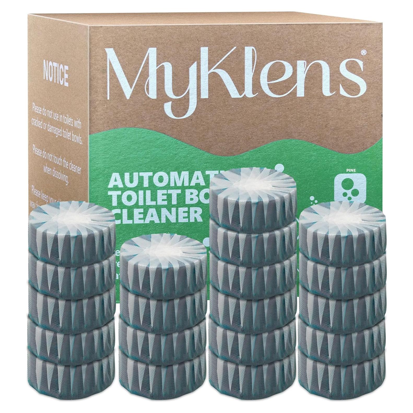 Tabletas Limpiadoras de Inodoro MyKlens, 20 Paquetes, Verde